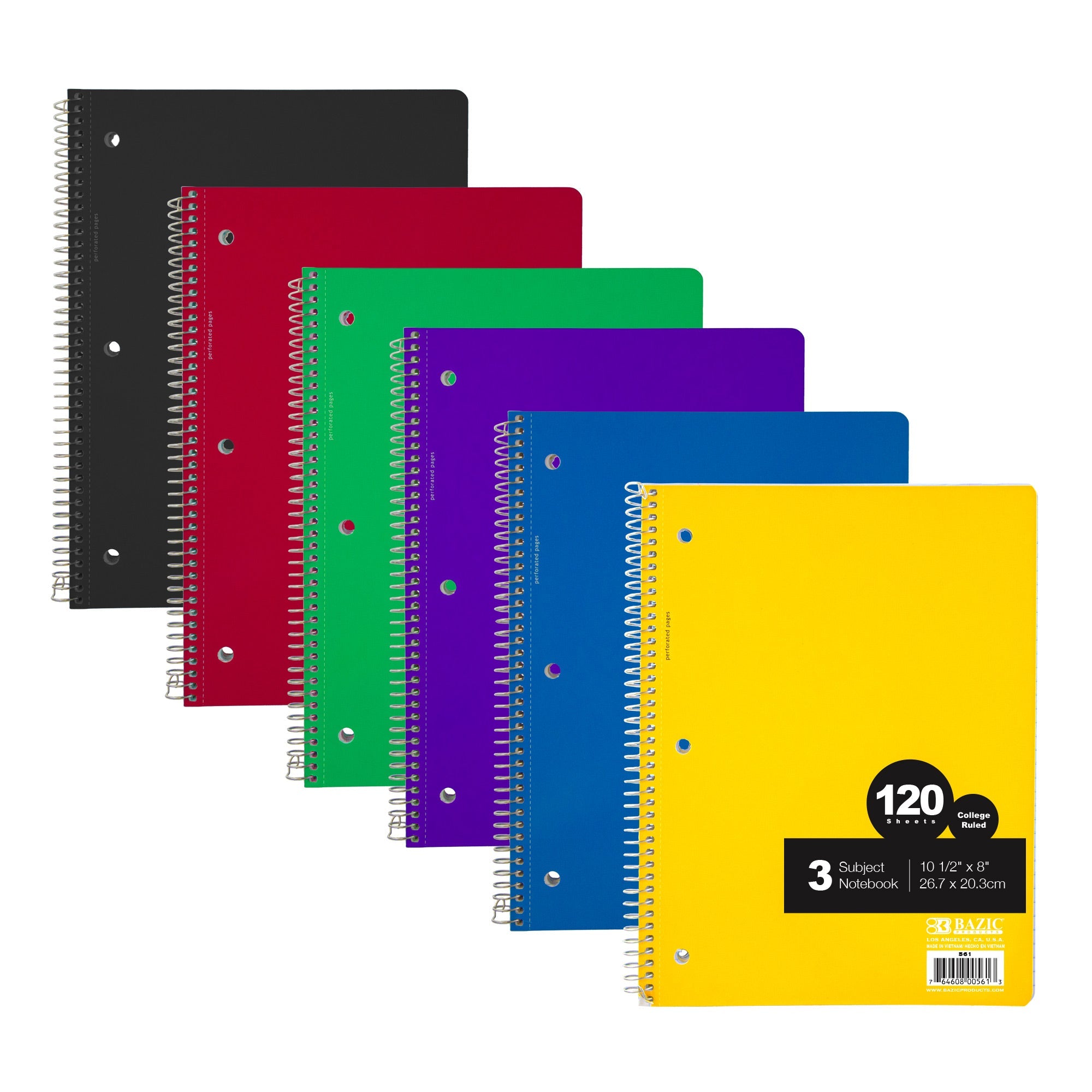 Notebook Spiral C/R 3-Subject 120 Ct.