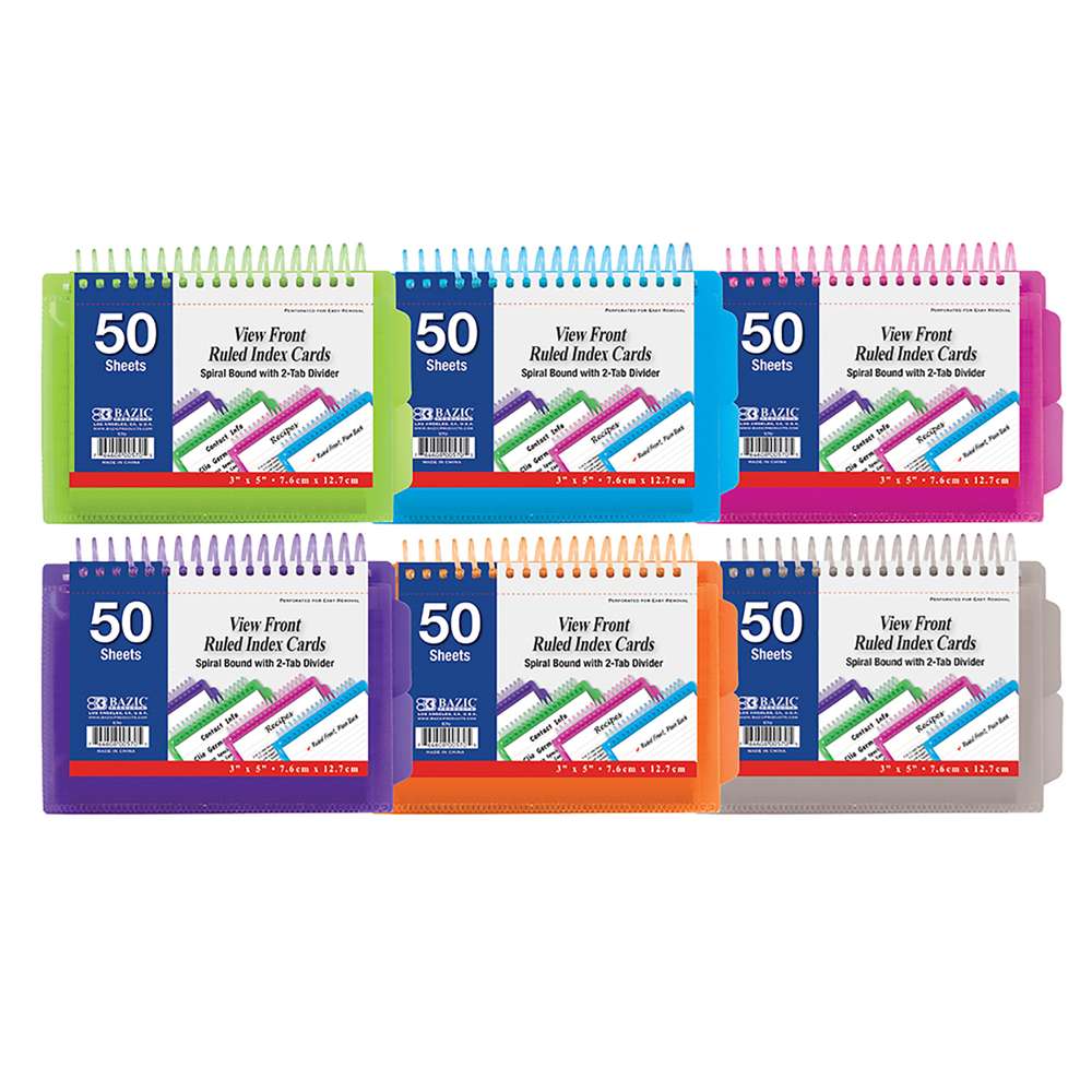 View Poly Ruled Index Card w/ Divider 3" x 5" 50 Ct.