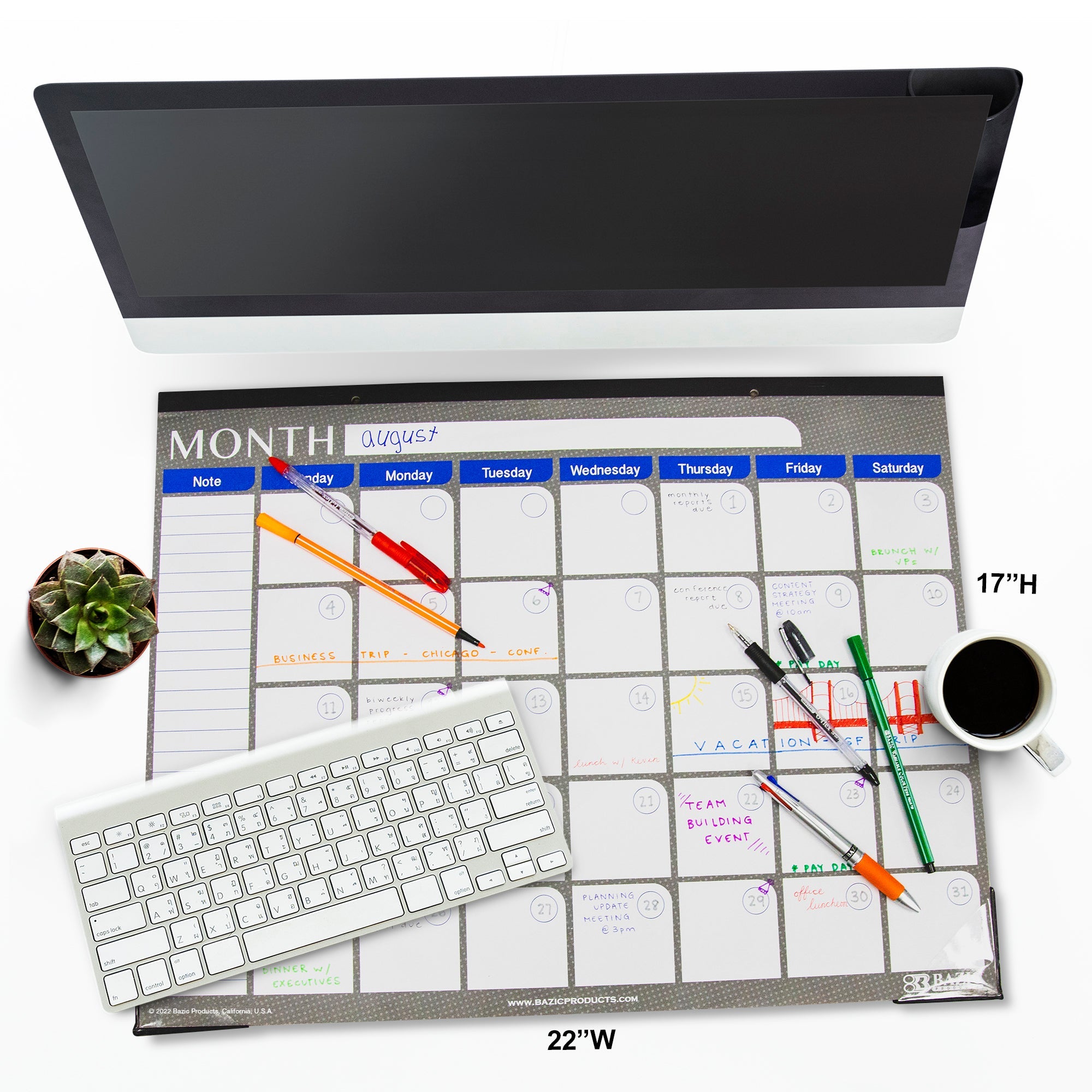 17" X 22" Undated 12-Month Desk Pad Calendar