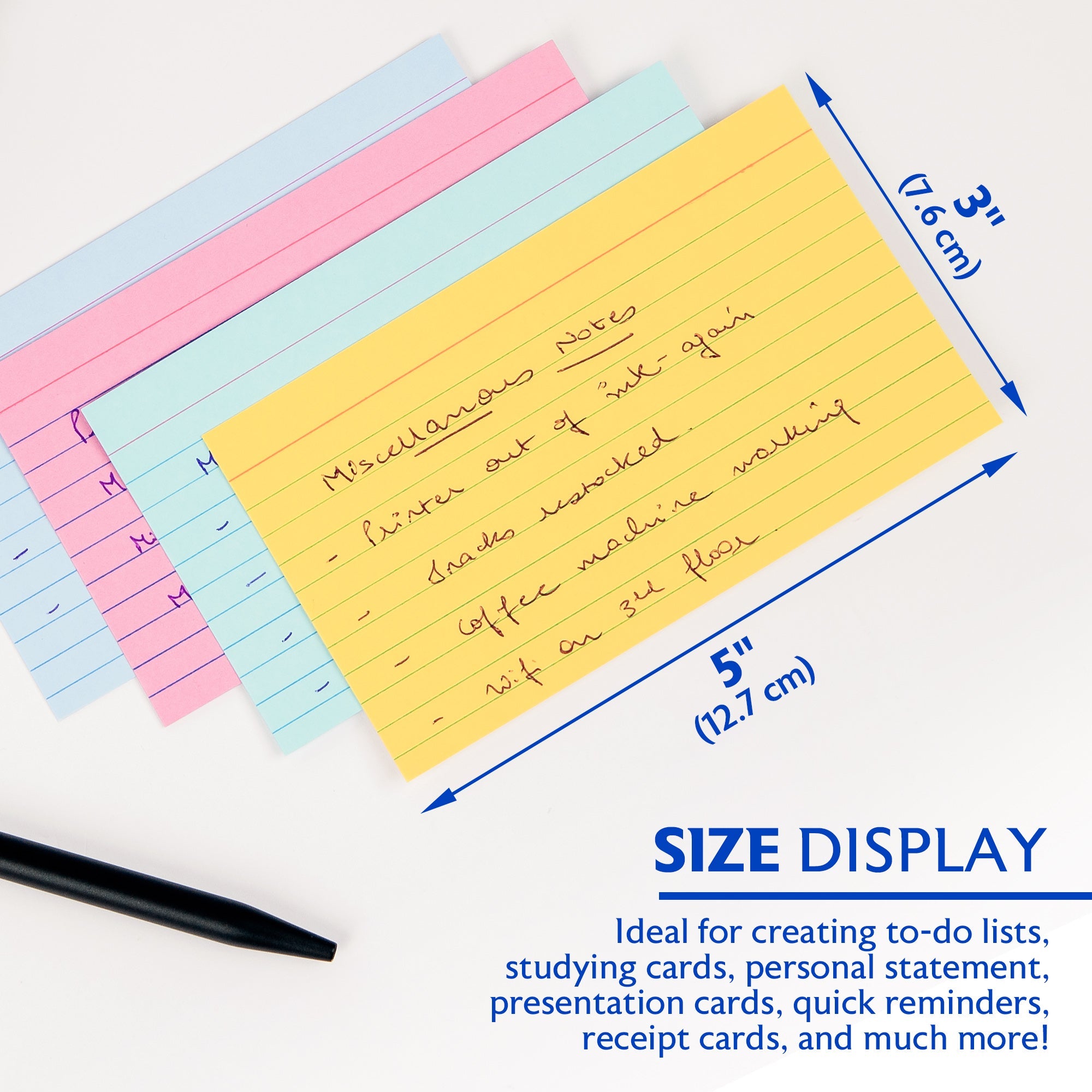 Ruled Colored Index Card 3" X 5" 100 Ct.