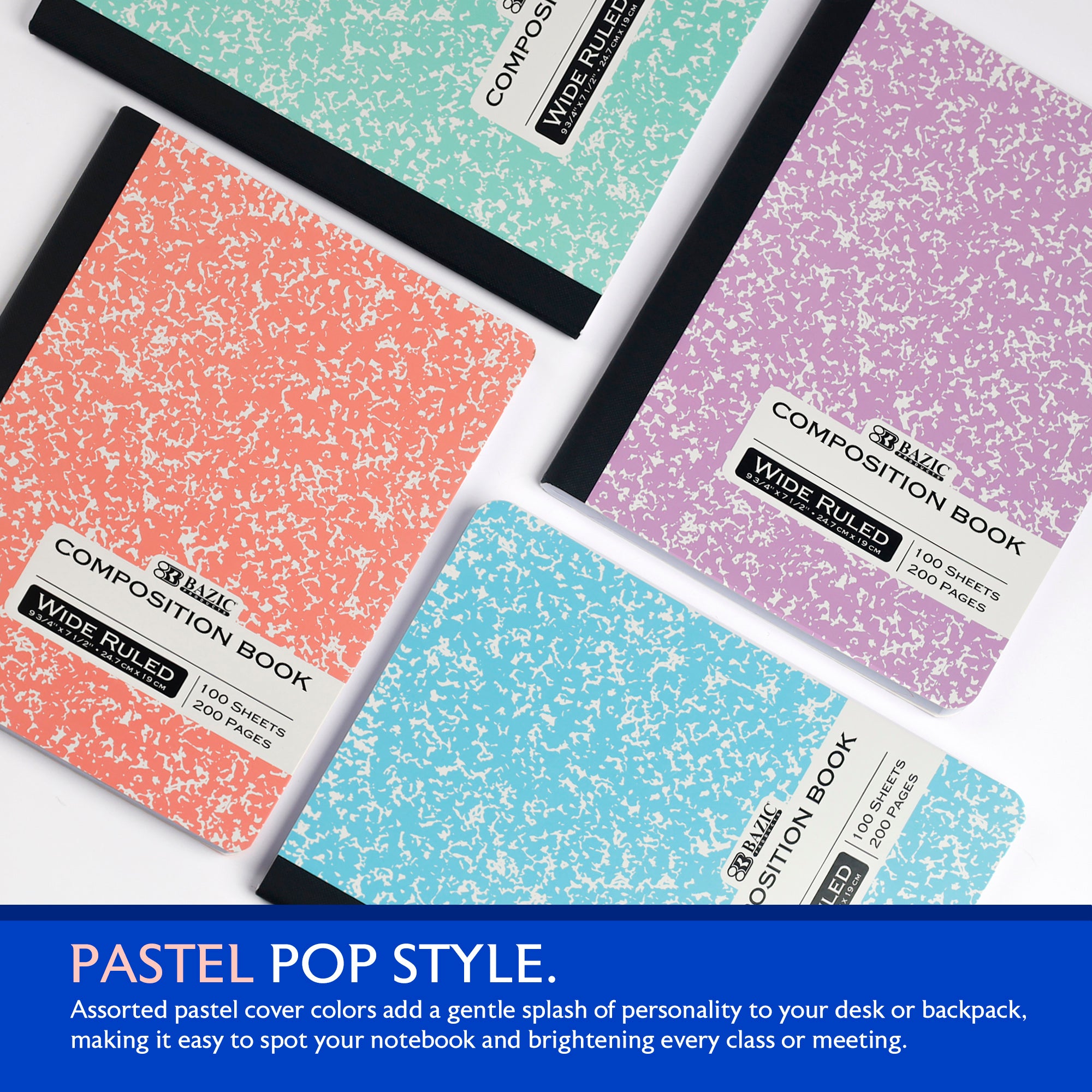 W/R 100 Ct. Pastel Color Marble Composition Book