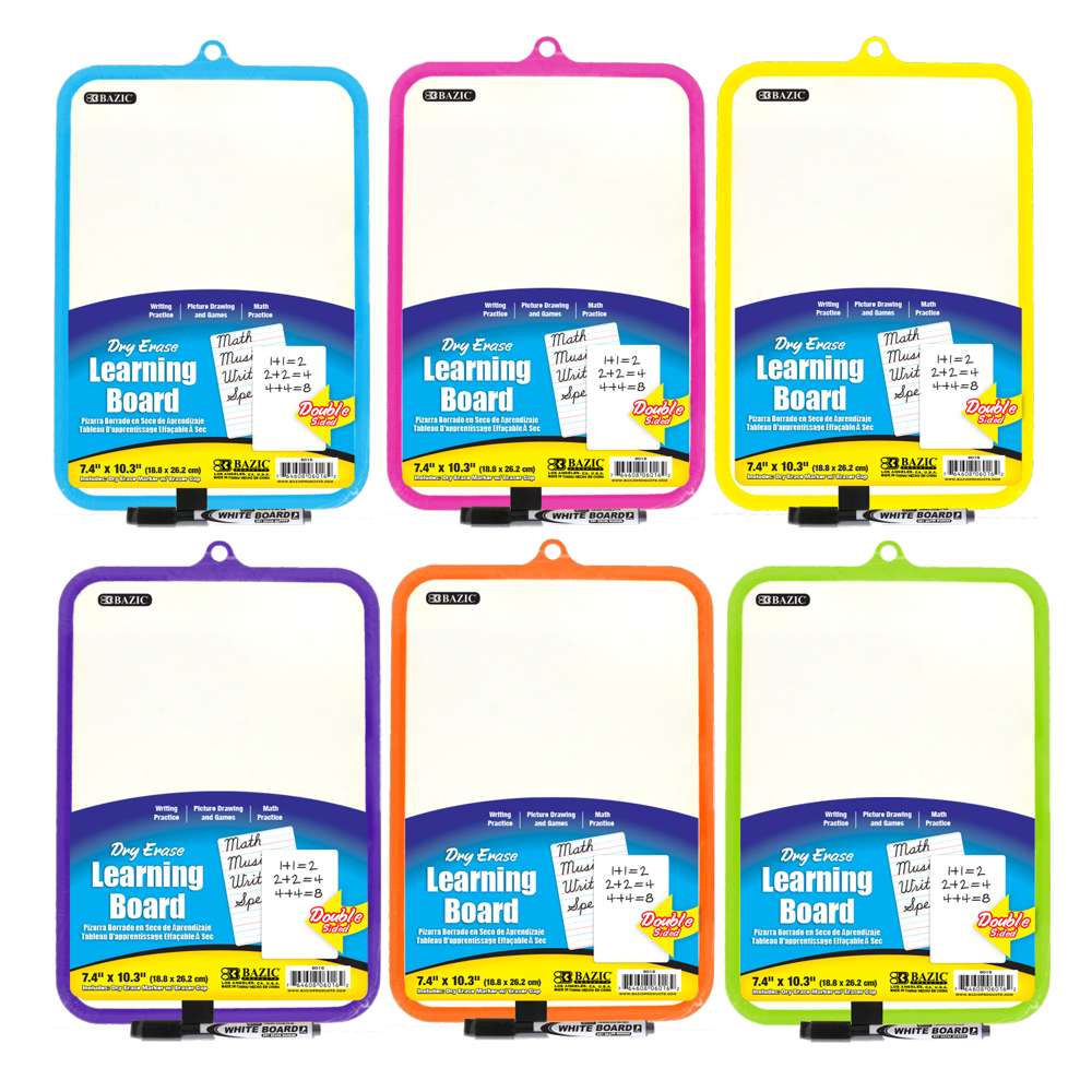 Double Sided Dry Erase Learning Board 7.4" X 10.3" w/ Marker