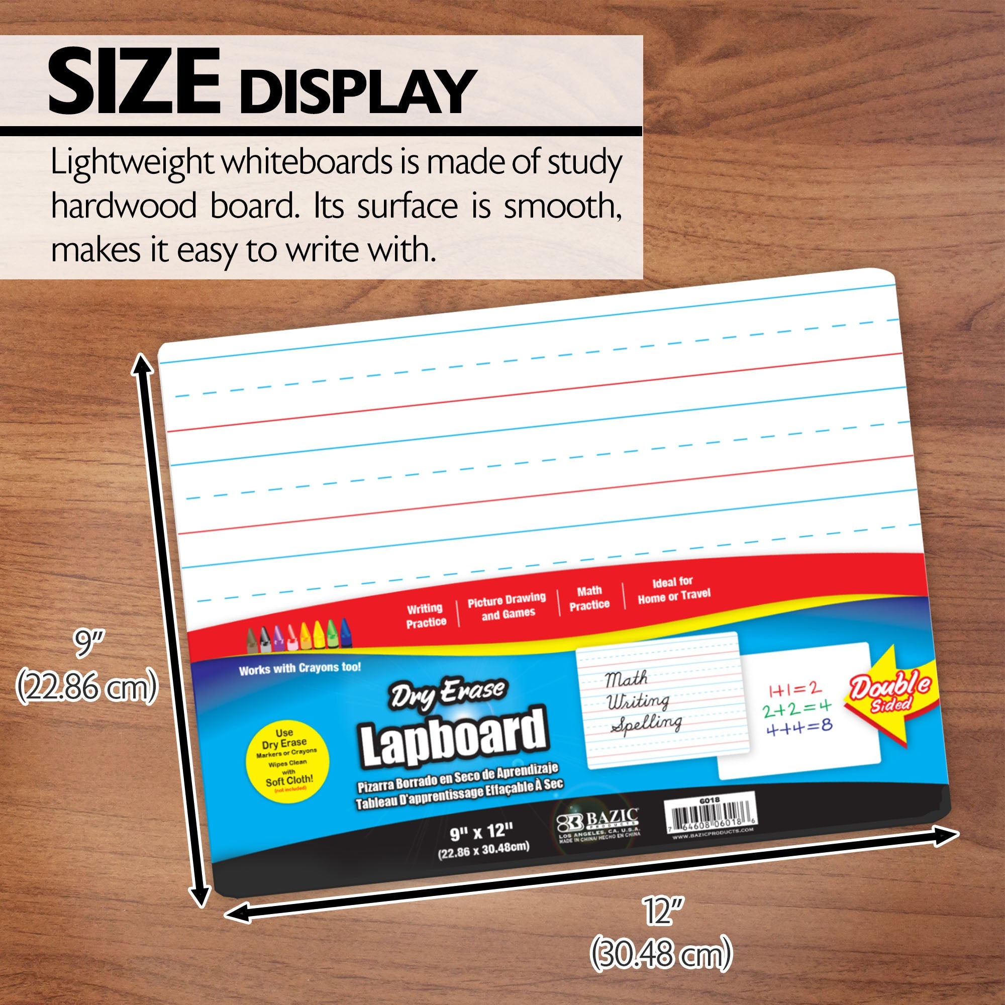 Double Sided Dry Erase Lap Board 9" X 12"
