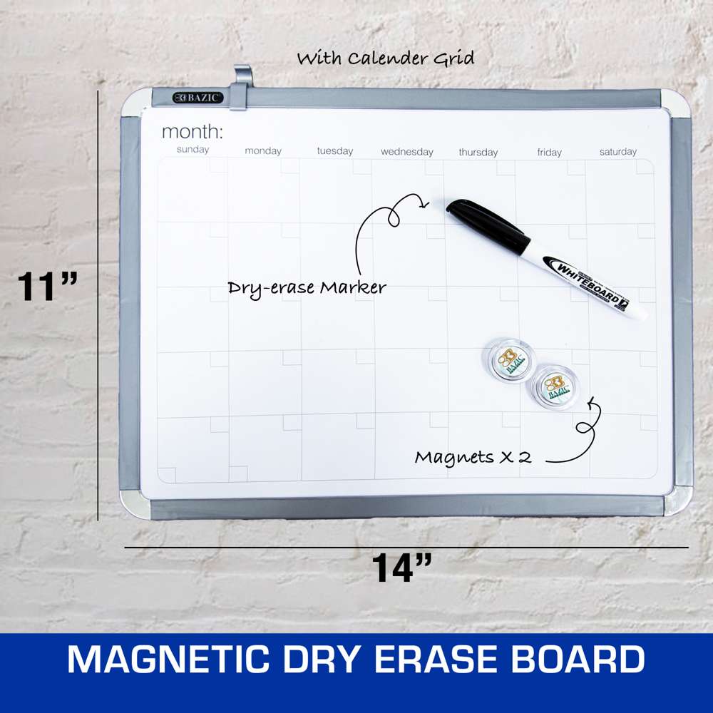 Magnetic Dry Erase Calendar Board 11" X 14", Marker Magnets