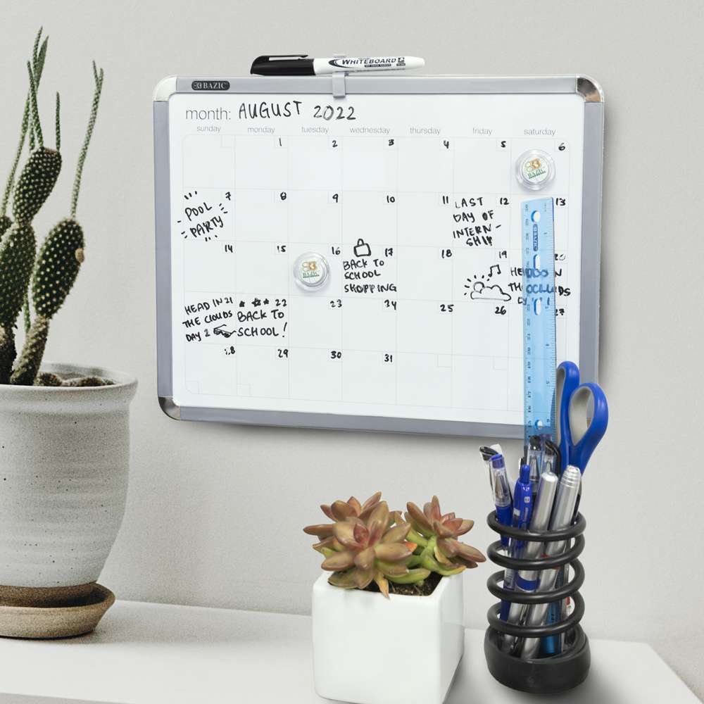 Magnetic Dry Erase Calendar Board 11" X 14", Marker Magnets