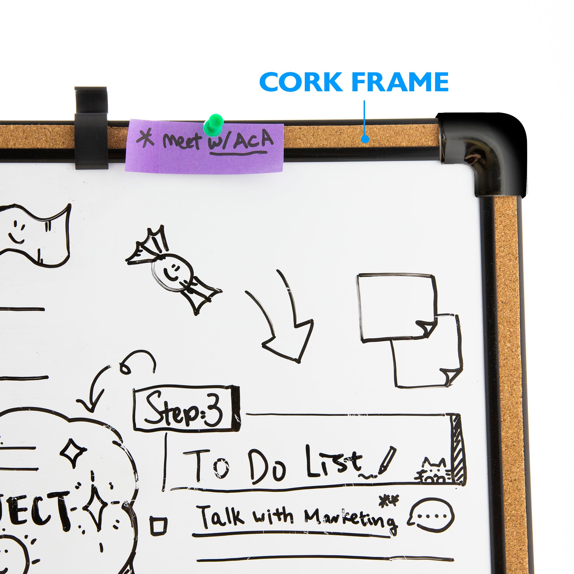 Cork Framed Magnetic Dry Erase Board 17" X 23"