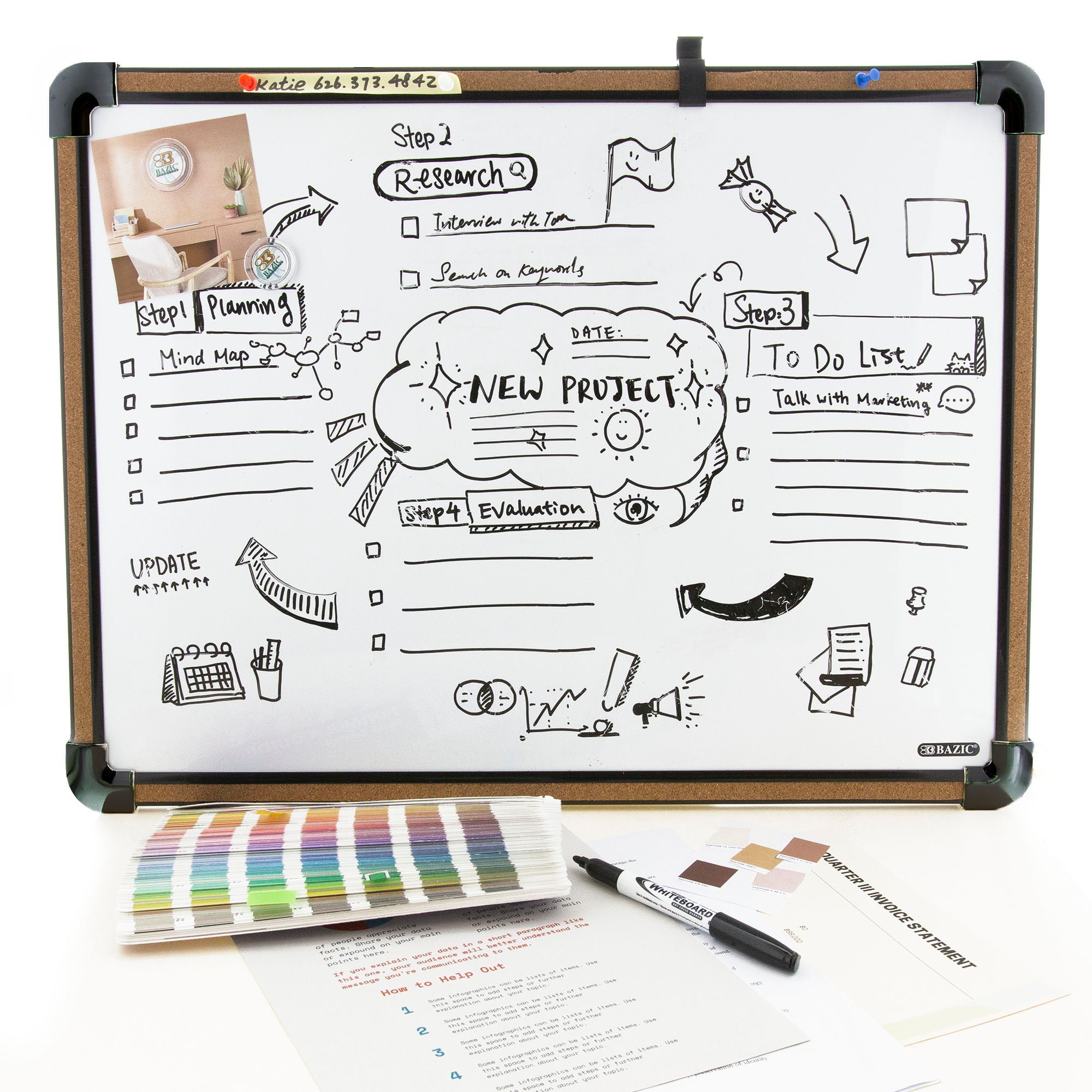 Cork Framed Magnetic Dry Erase Board 17" X 23"