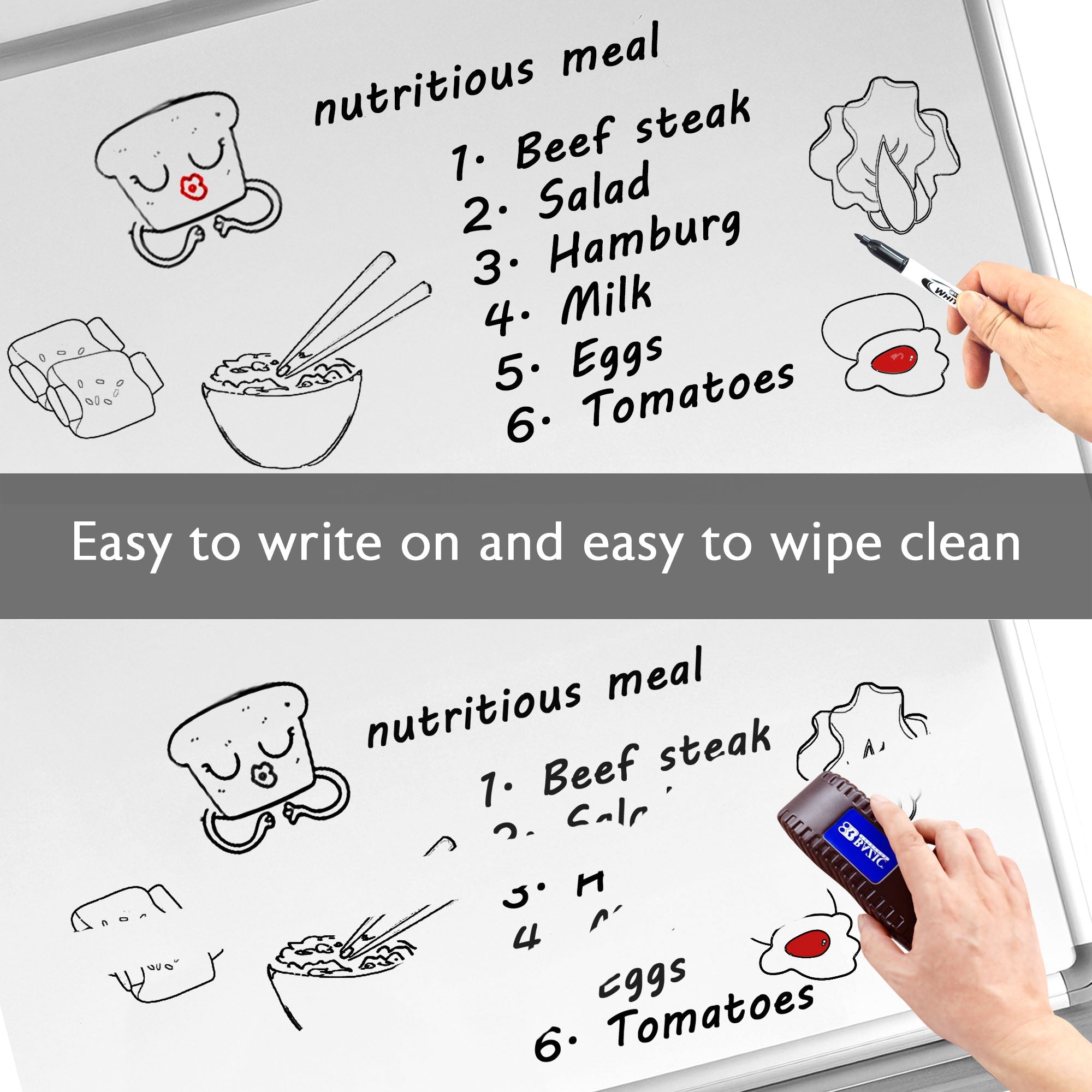 24" x 36" METALLIQUE Aluminum Frame Magnetic Dry Erase Board Value Pack