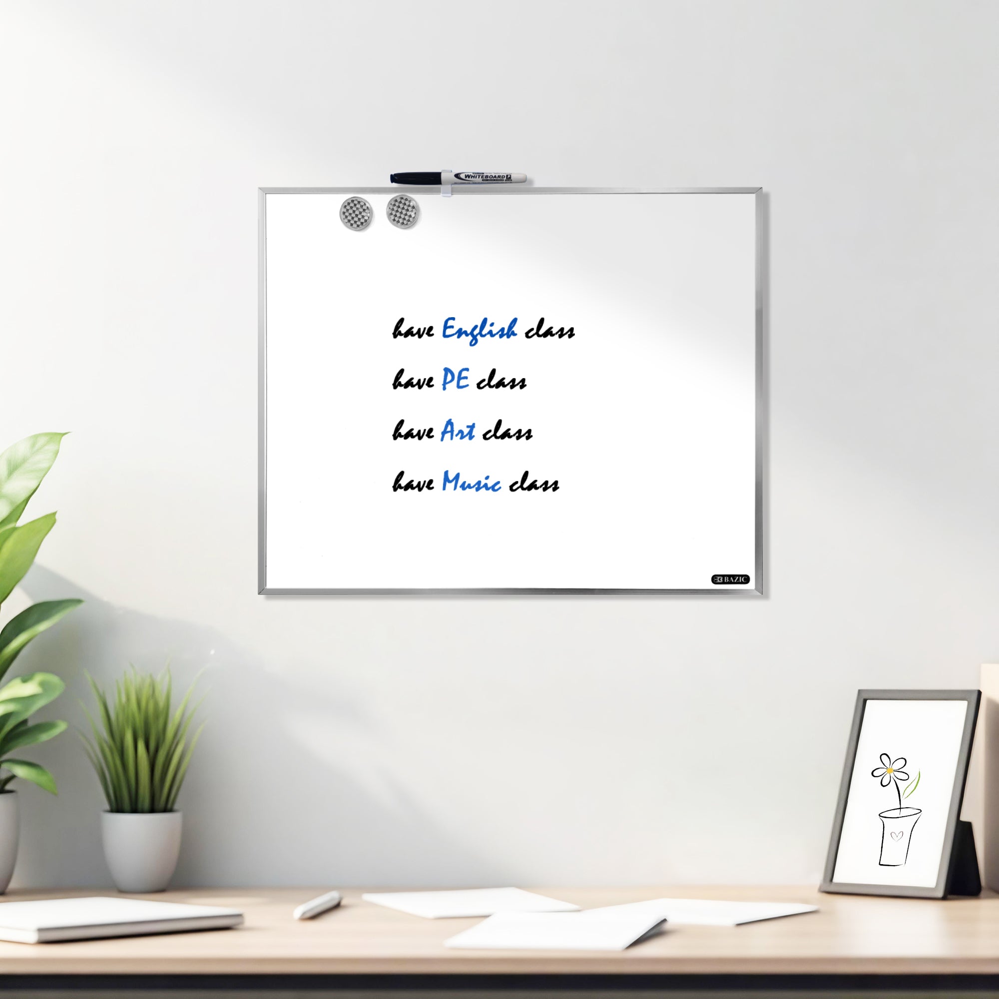 Aluminium Framed Magnetic Dry Erase Board 16" X 20"