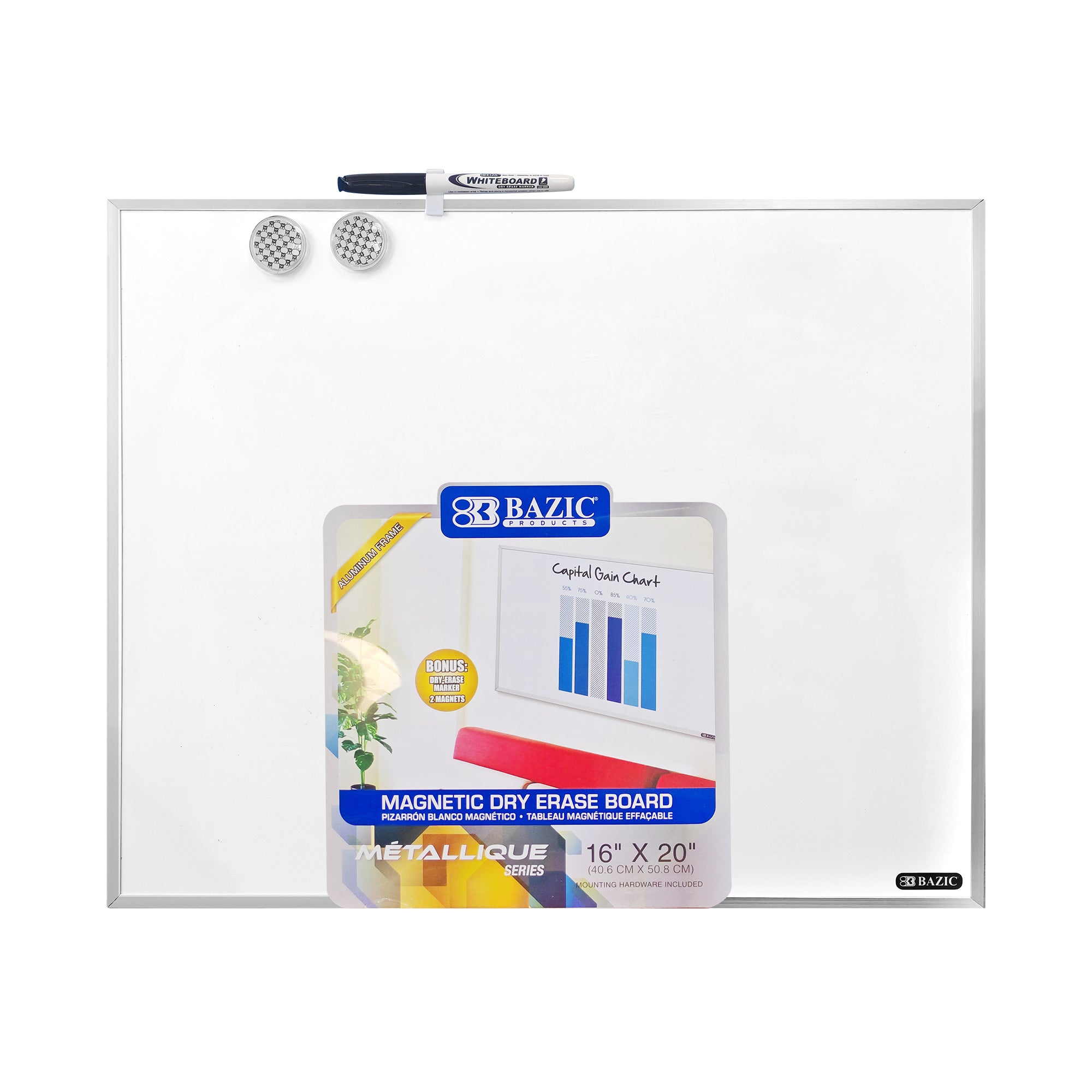 Aluminium Framed Magnetic Dry Erase Board 16" X 20"