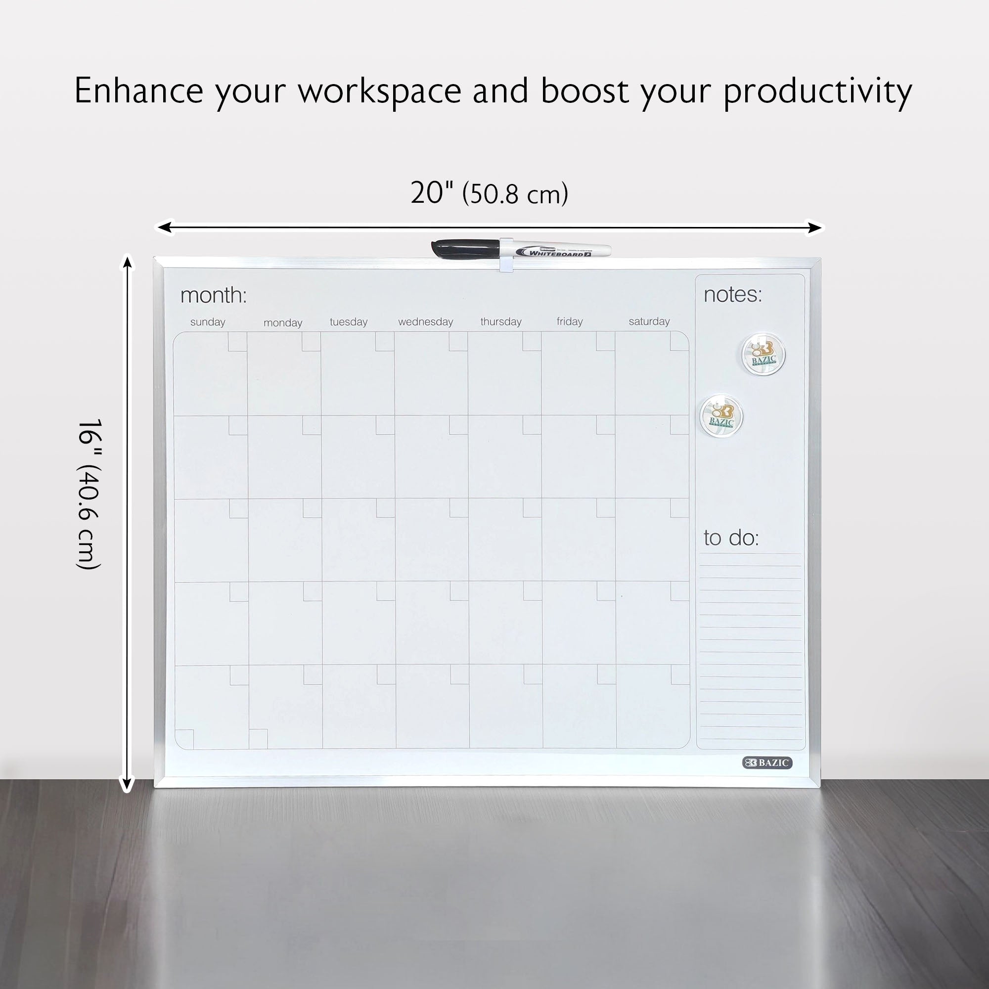 Aluminium Framed Magnetic Dry Erase Calendar 16" X 20"