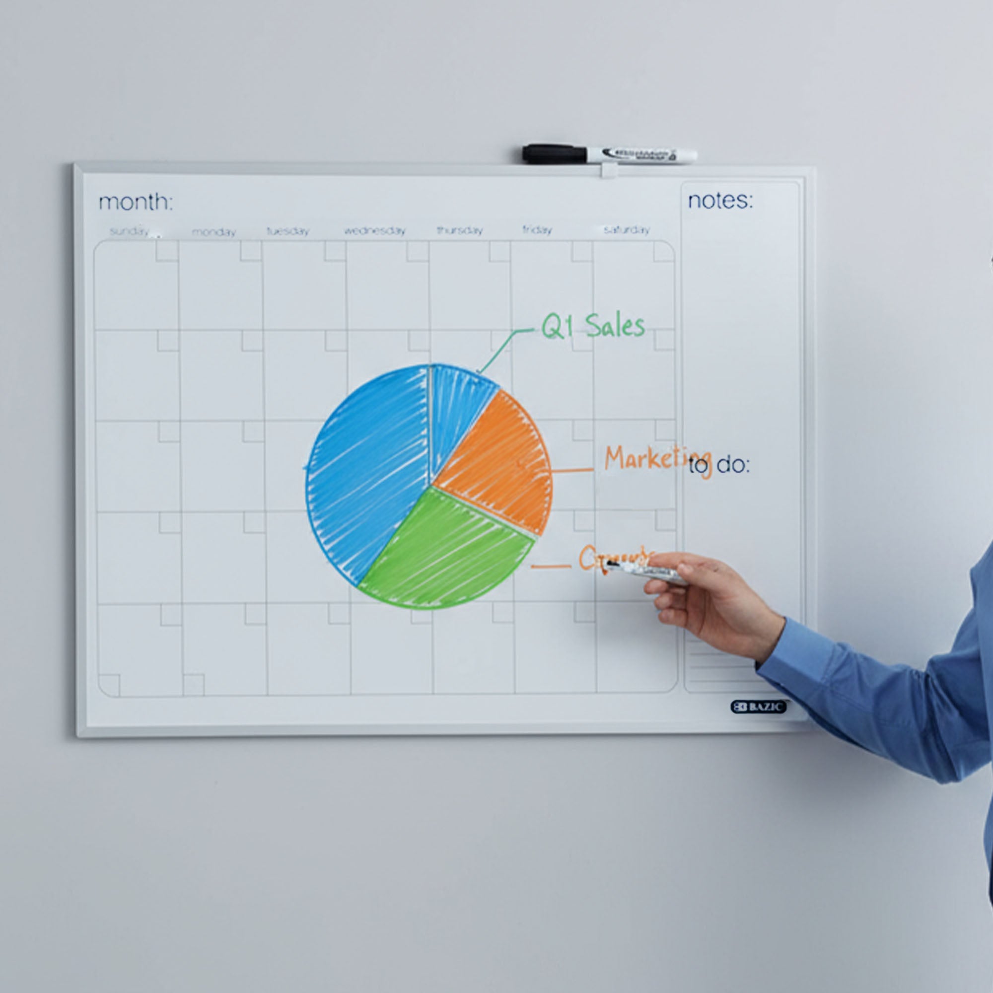 Aluminium Framed Magnetic Dry Erase Calendar 16" X 20"