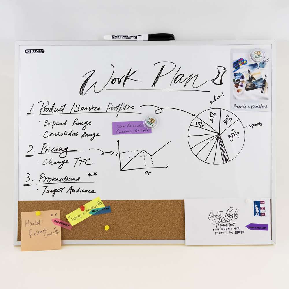 Aluminum Framed Magnetic Dry Erase/Cork Combo Board 16"x 20"