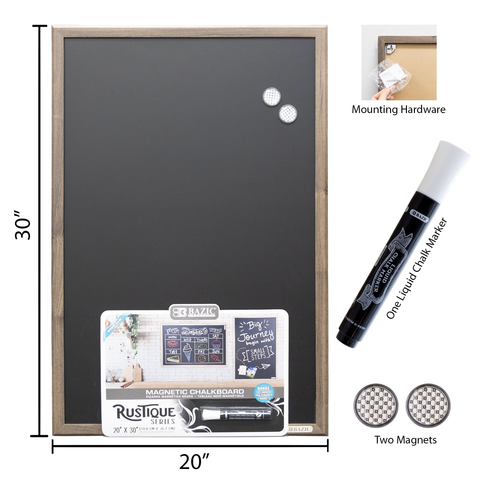Magnetic Chalkboard 20" x 30" w/ Chalk Marker & Magnets