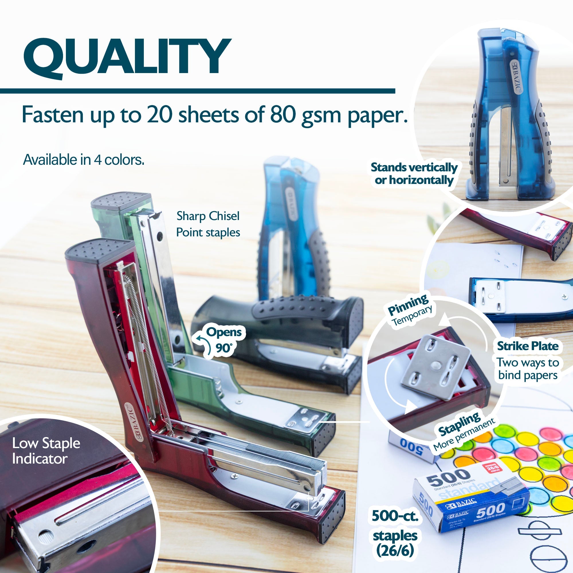 Standard Stand-Up Stapler Compact (26/6) w/ 500 Ct. Staples