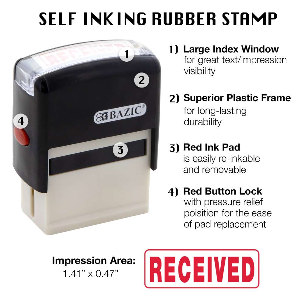 Received Self Inking Rubber Stamp (Red Ink)