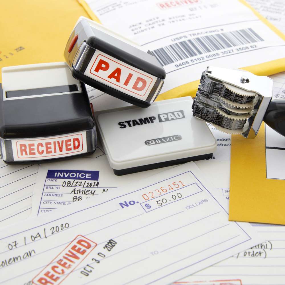 Paid Self Inking Rubber Stamp (Red Ink)