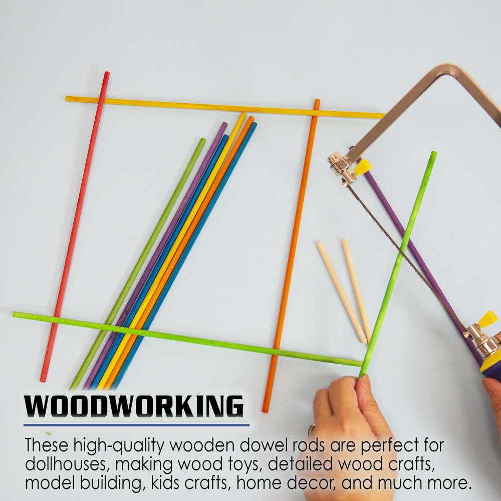 Wooden Dowel Round Multi-Colored 3/16" x 12" (15/Bag)
