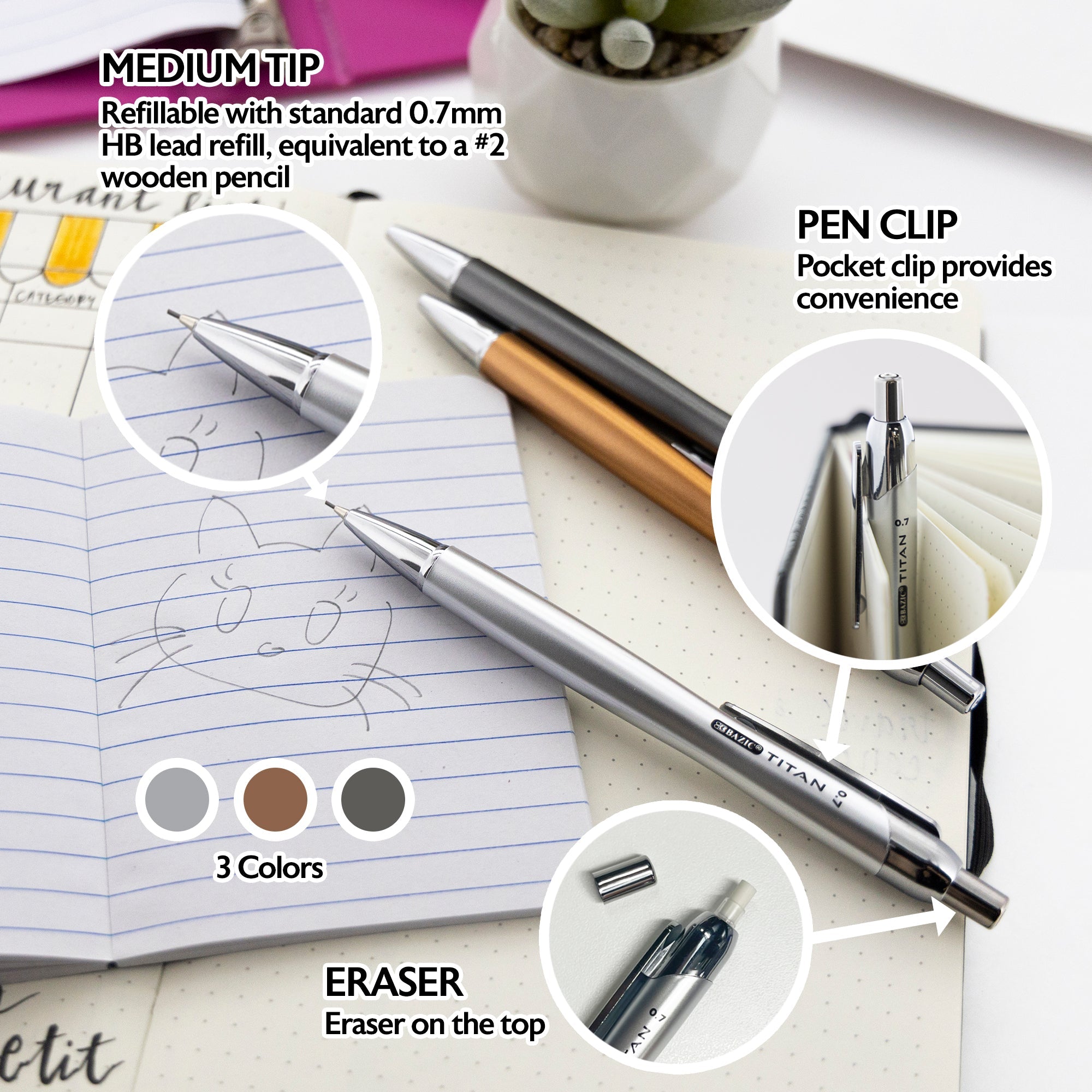 Titan 0.7mm Mechanical Pencil (3/Pack)