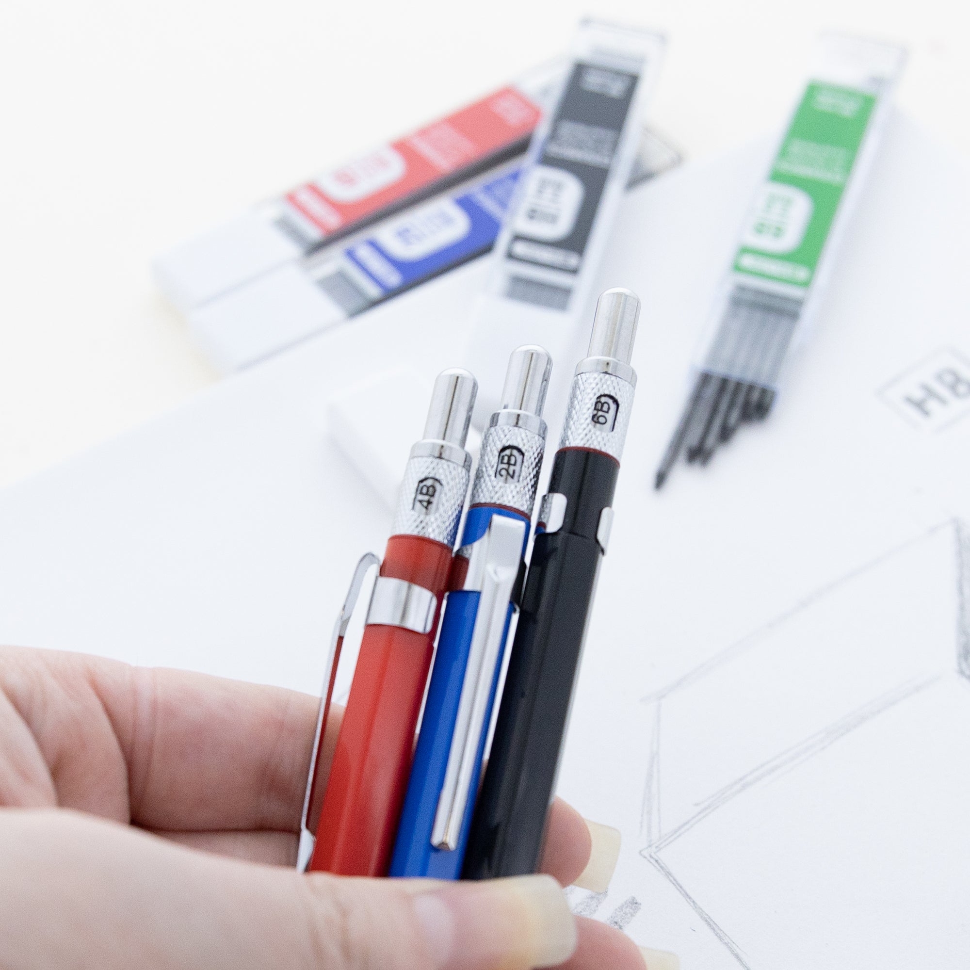 2.00 mm Mechanical Pencil w/ HB 2B 4B 6B Lead
