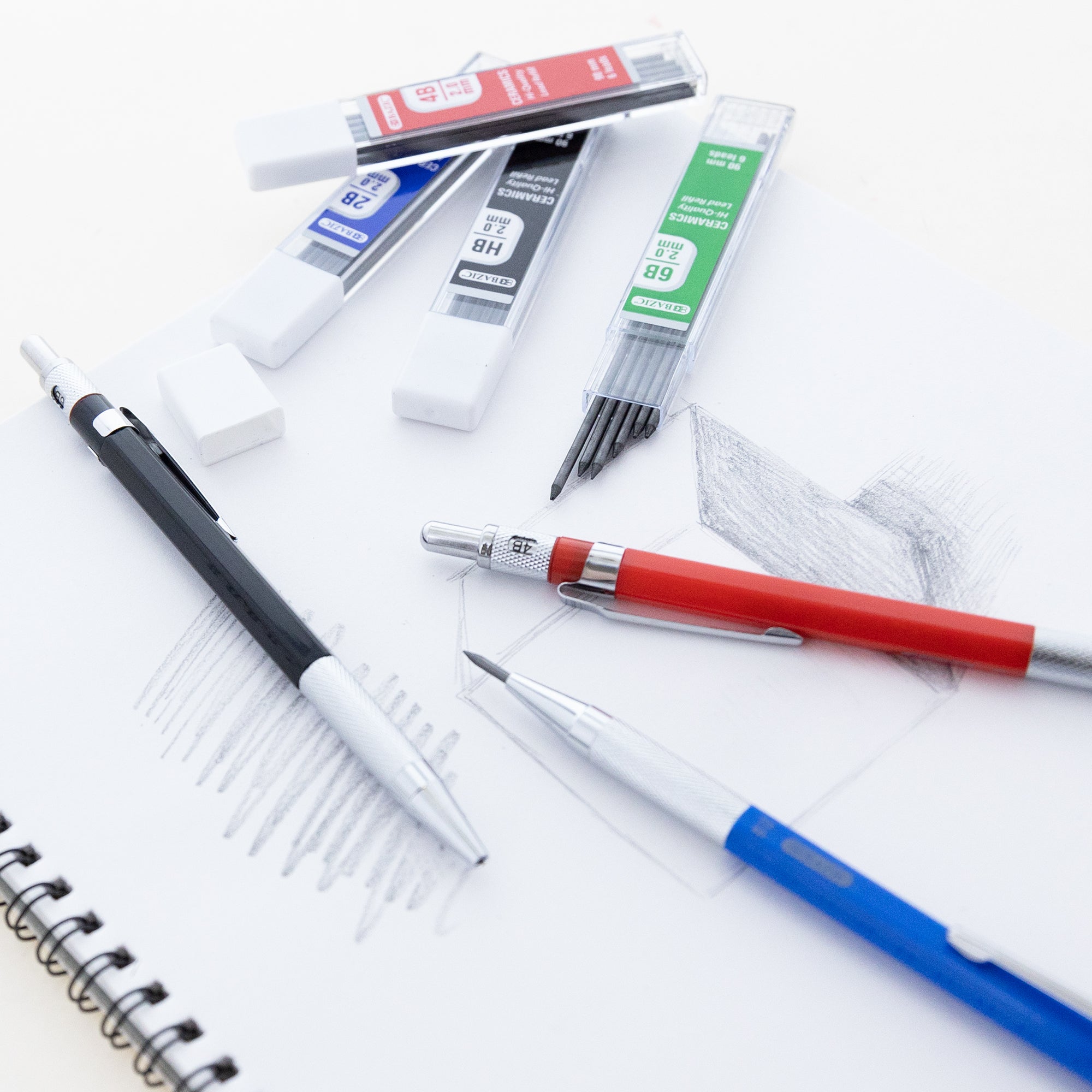 2.00 mm Mechanical Pencil w/ HB 2B 4B 6B Lead