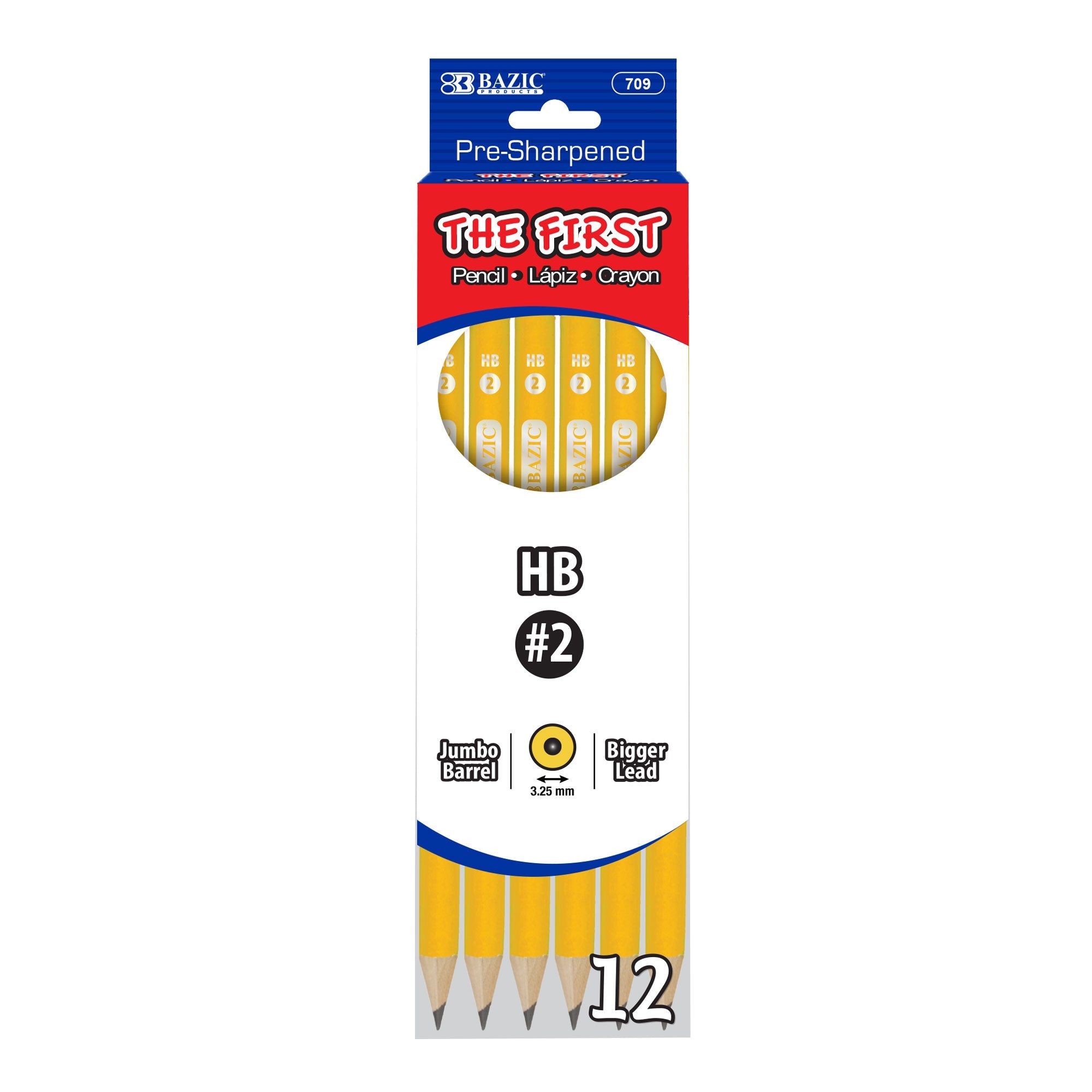 Lot Of 8 Bazic Jumbo #2 Yellow Pencils - First Pencil For Kids - USA Shipping