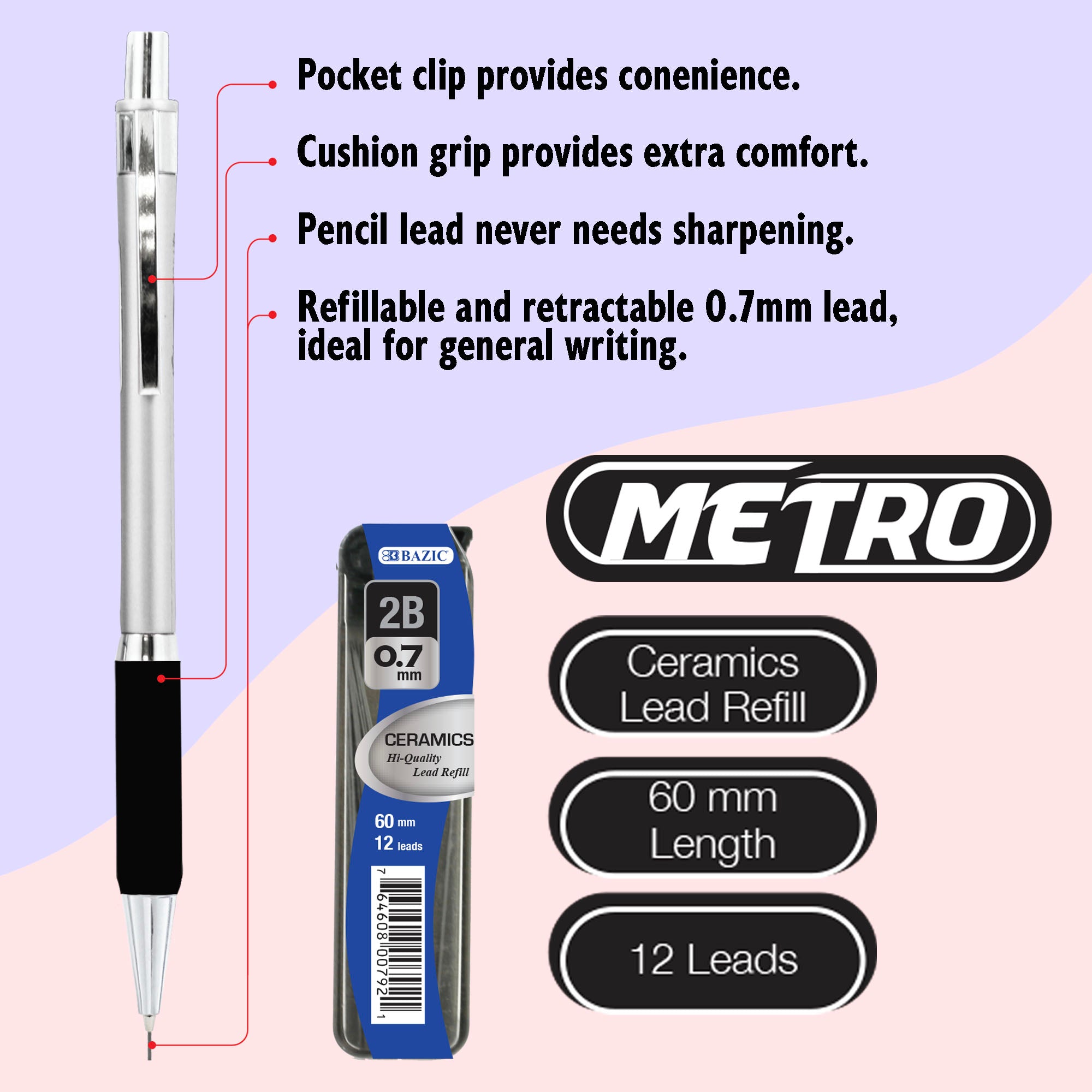 0.7 mm Metro Mechanical Pencil w/ Ceramics Lead