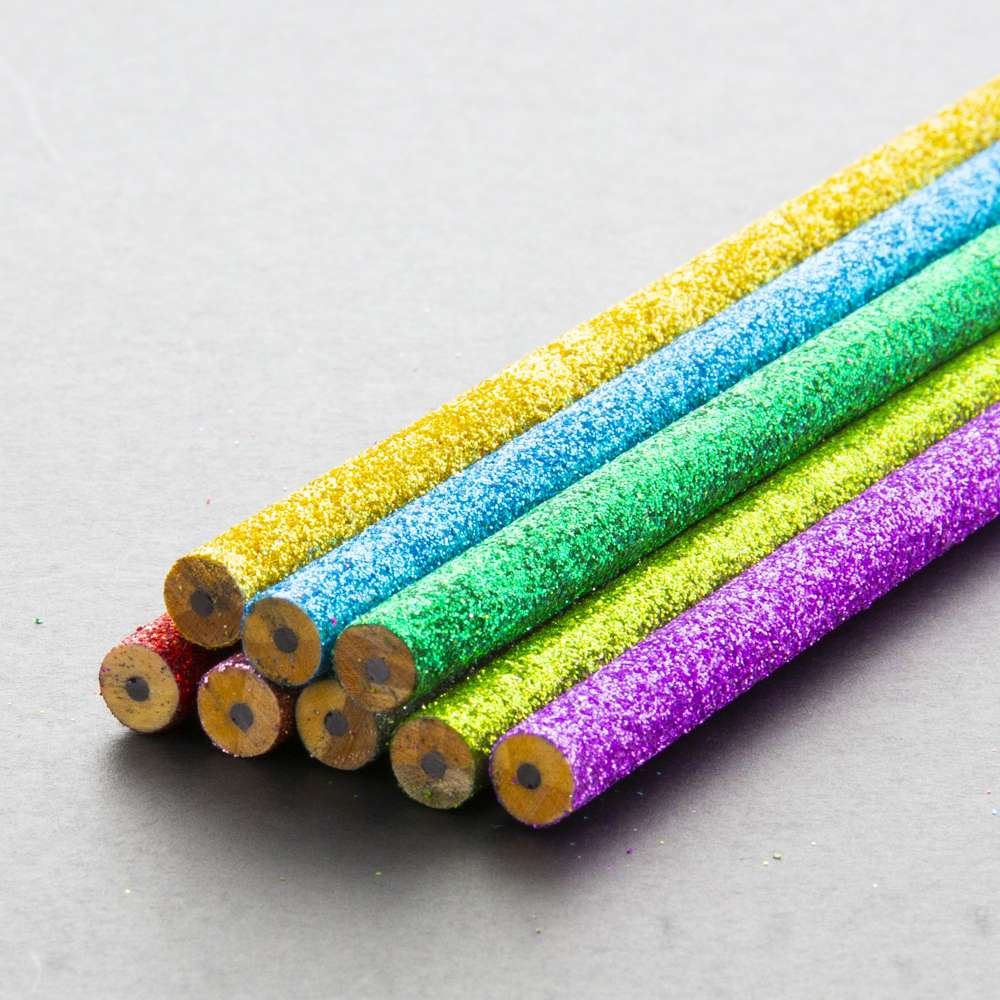 Wood Pencil w/ Eraser Metallic Glitter (8/Pack)