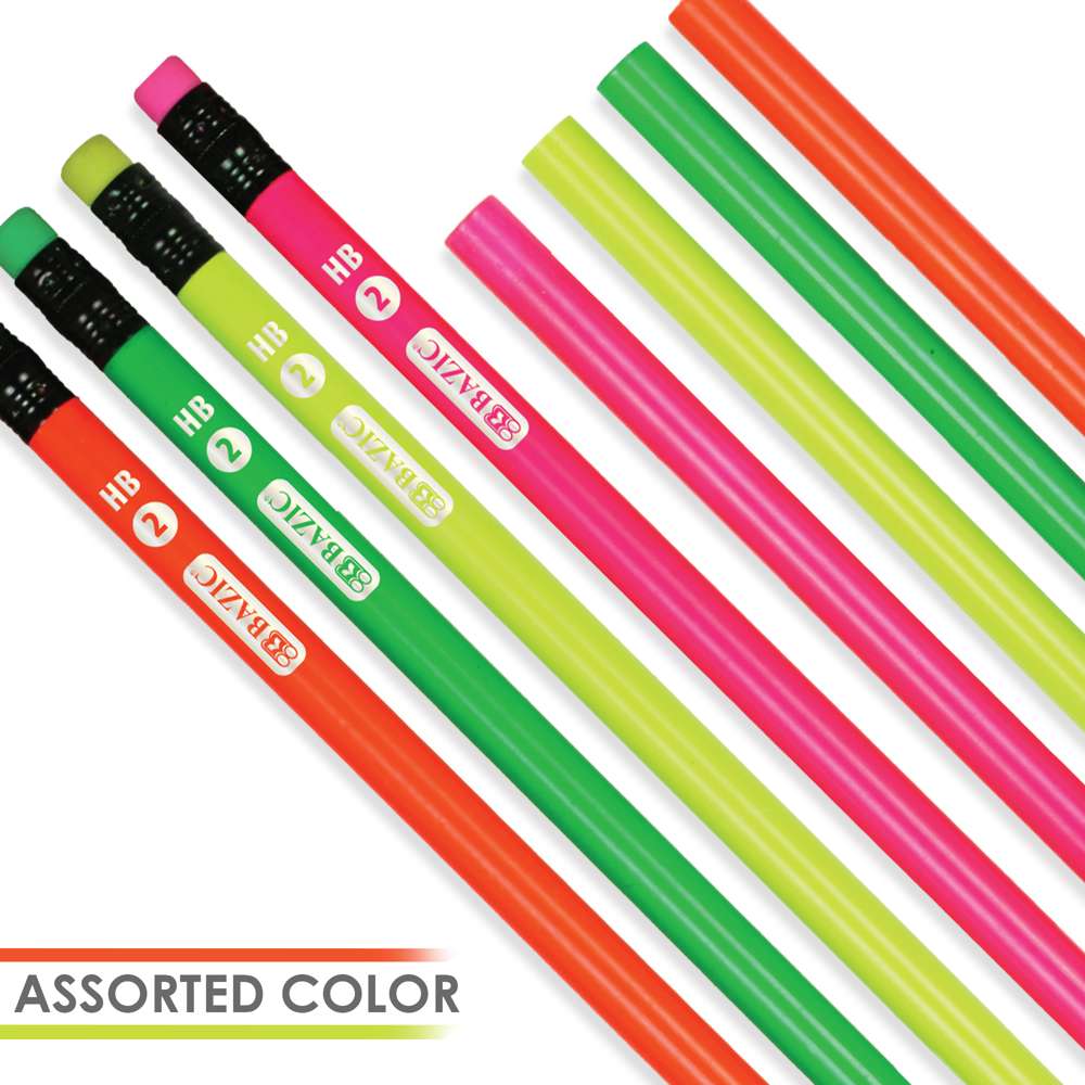 Wood Pencil w/ Eraser Fluorescent (8/pack)