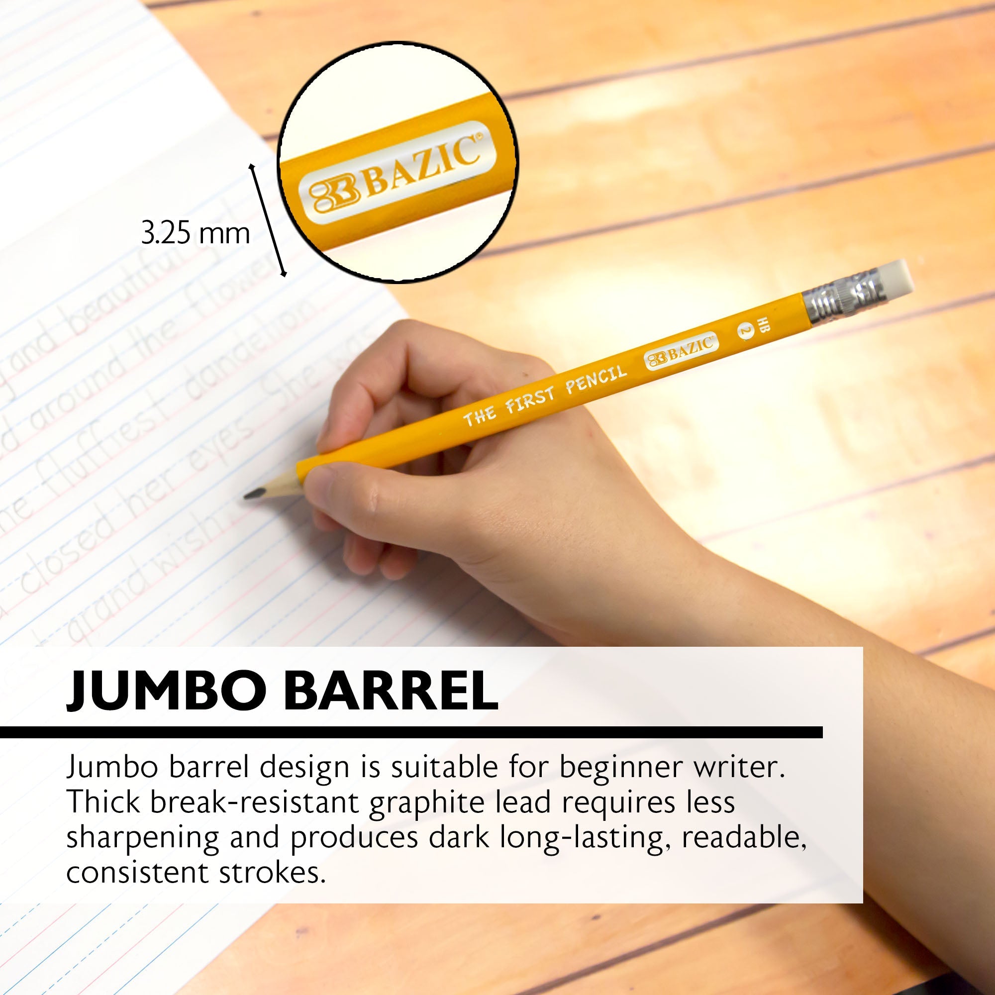 BAZIC #2 The First Jumbo Premium Yellow Pencil (4/Pack) – BAZIC