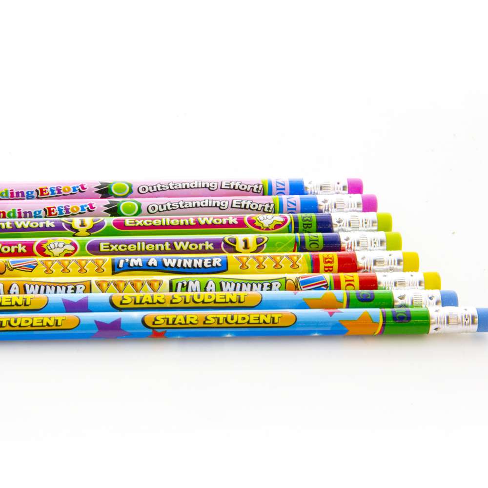 Wood Pencil w/ Eraser Reward & Incentive (8/Pack)