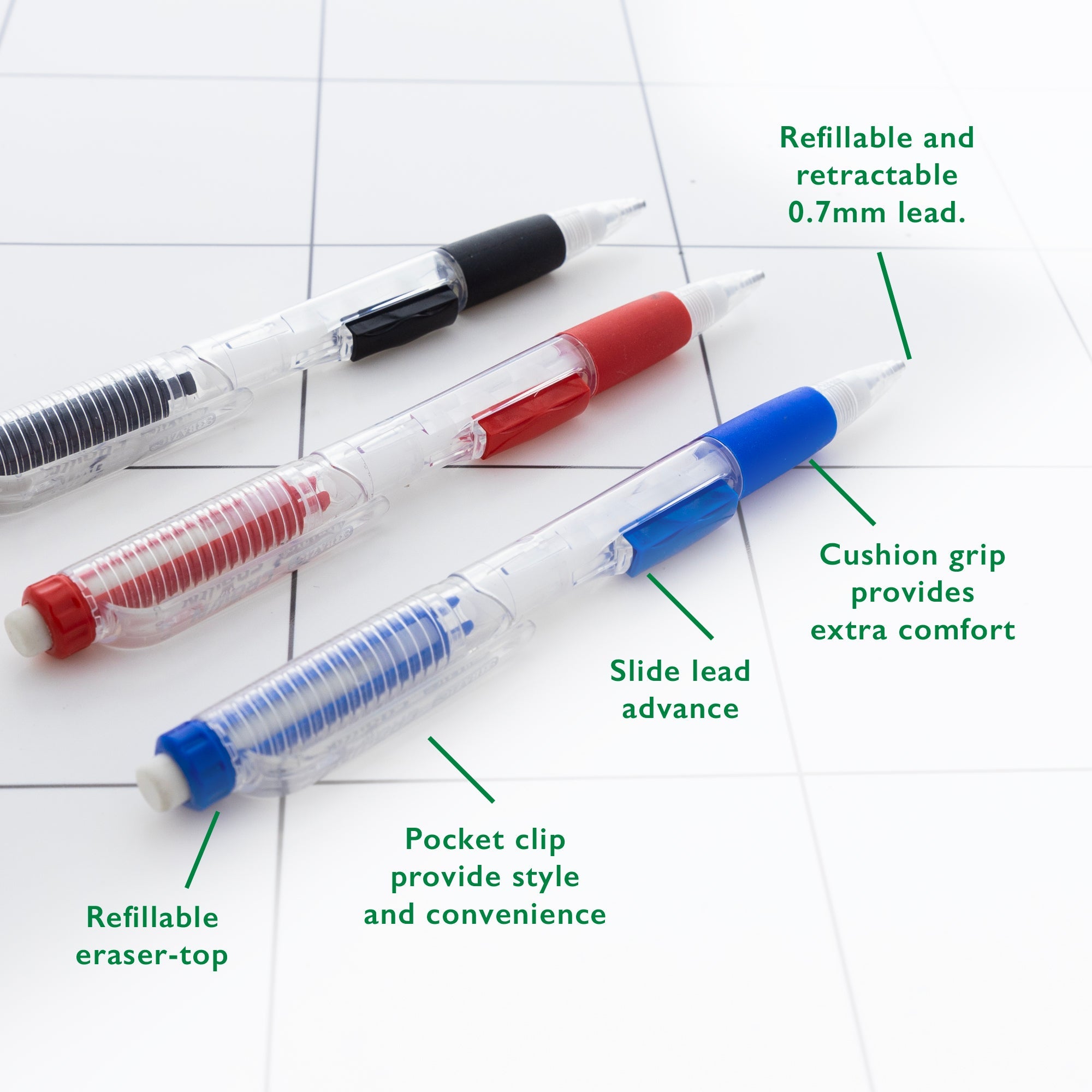 Crown 0.7 mm Mechanical Pencil (3/Pack)