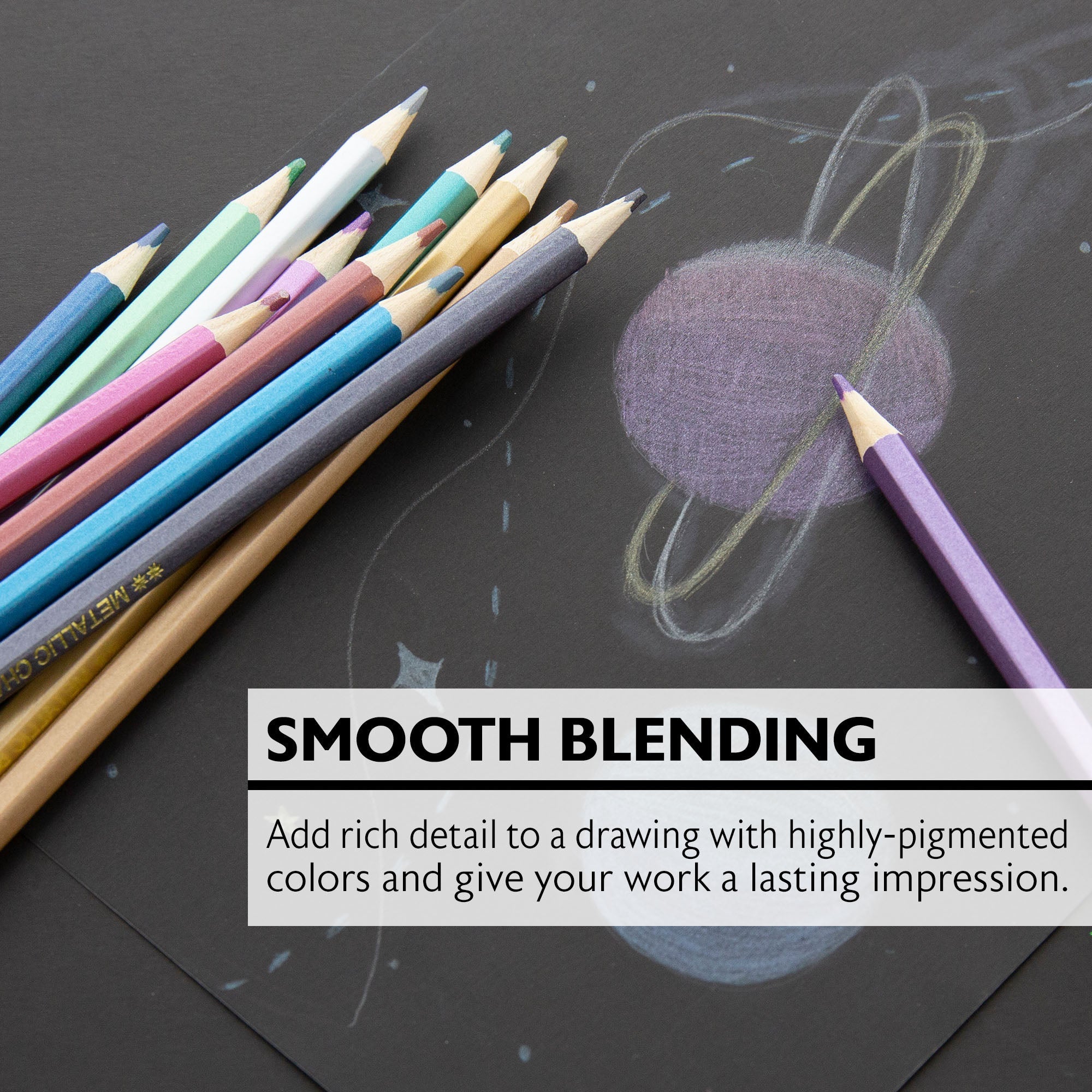 12 Metallic Colored Pencils