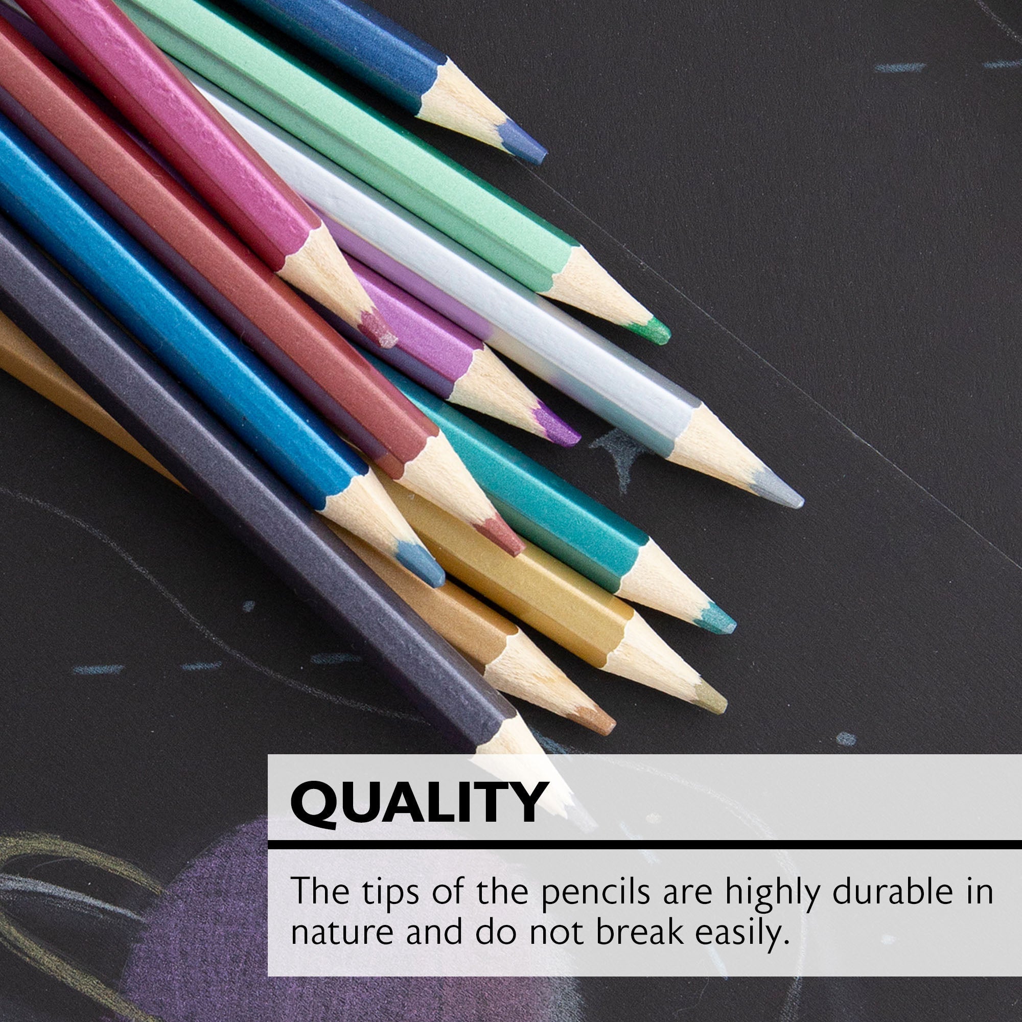 12 Metallic Colored Pencils