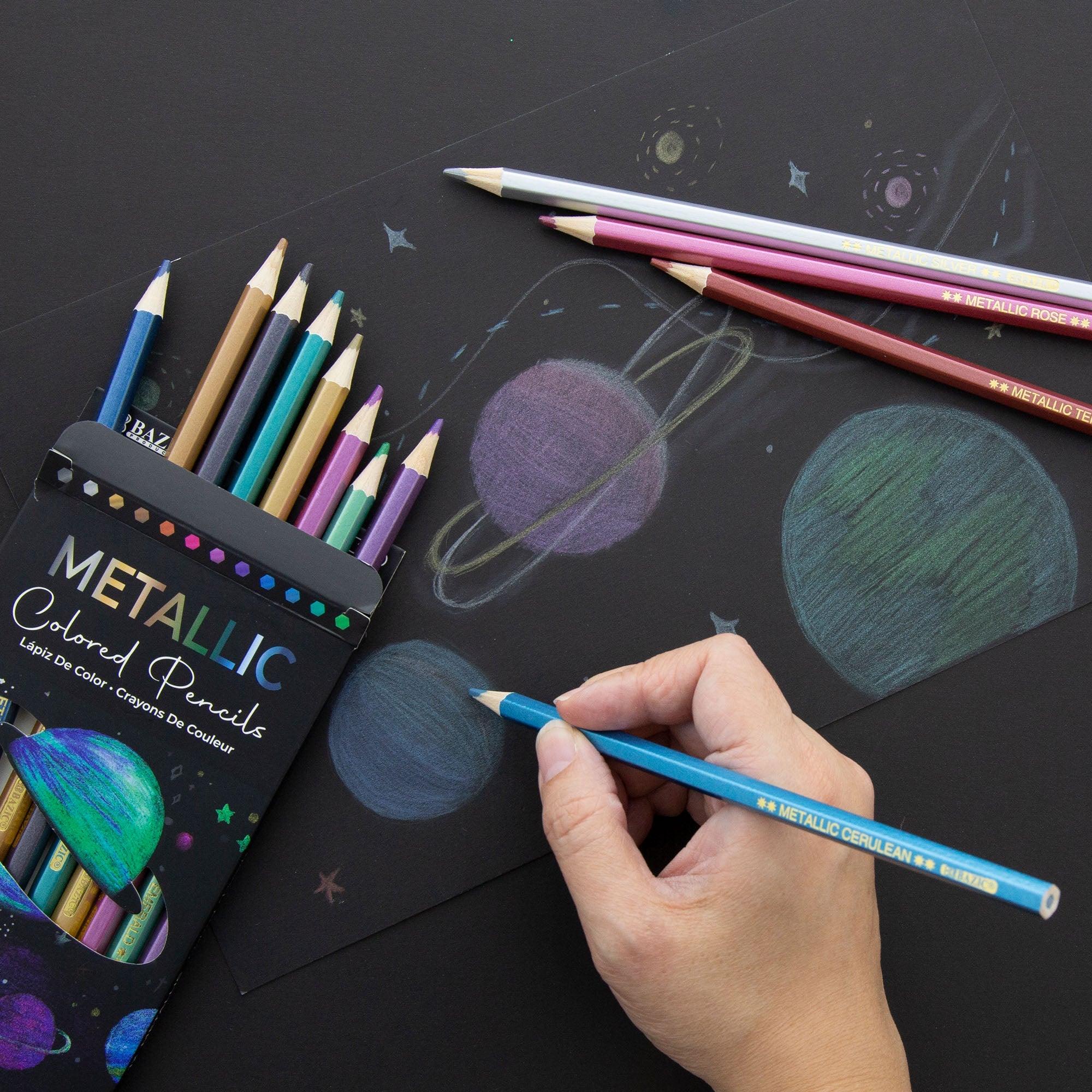 12 Metallic Colored Pencils