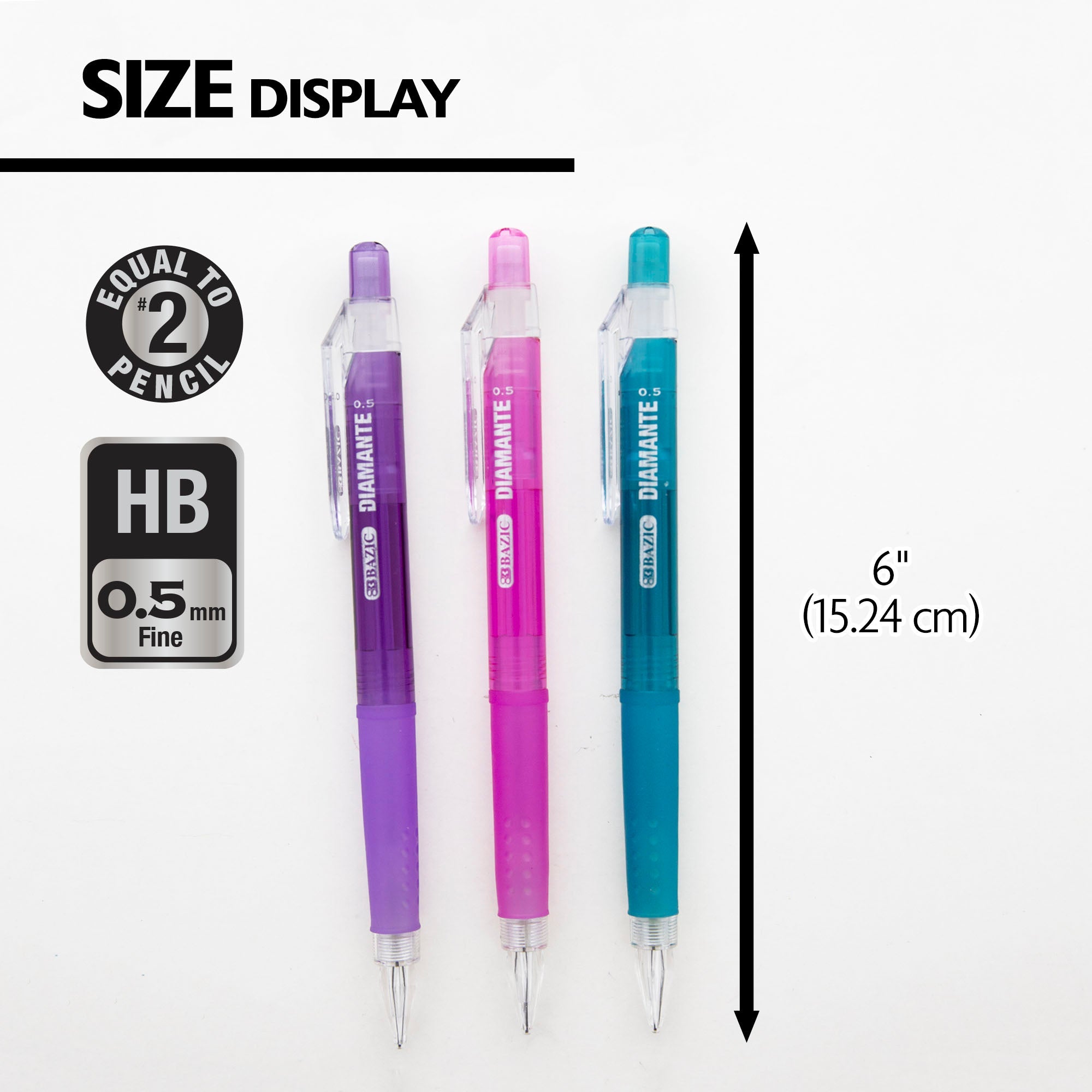 0.5 mm Diamante Mechanical Pencil w/ Grip (3/Pack)