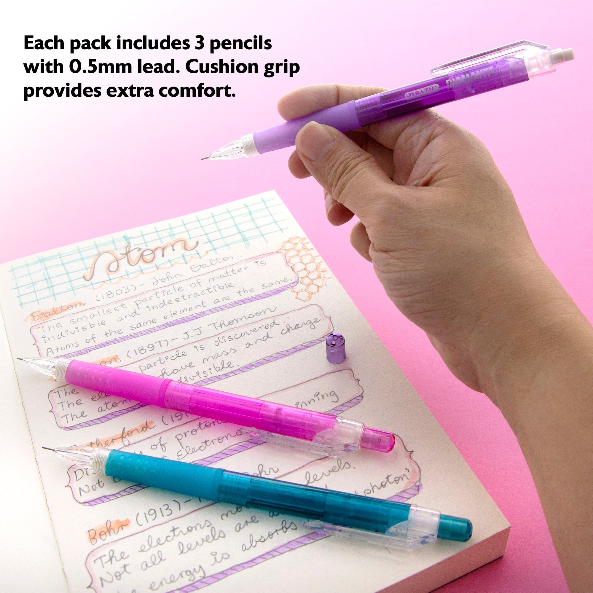 0.5 mm Diamante Mechanical Pencil w/ Grip (3/Pack)