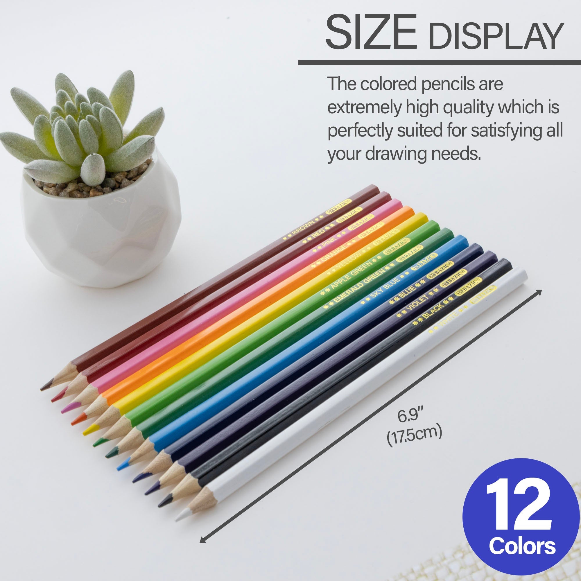 BAZIC Wood 12 Colored Pencils