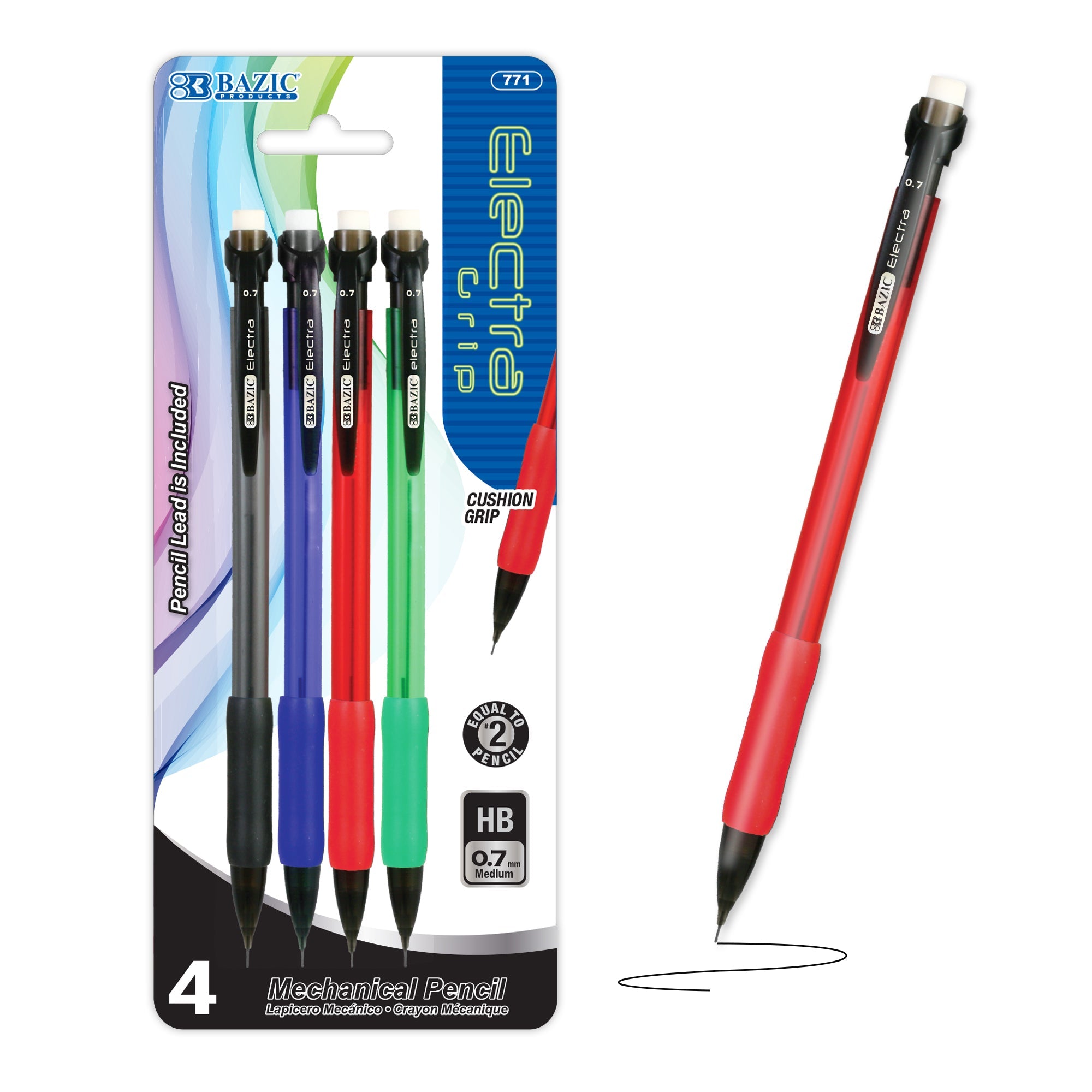 0.7 mm Electra Mechanical Pencil with Grip (4/Pack)