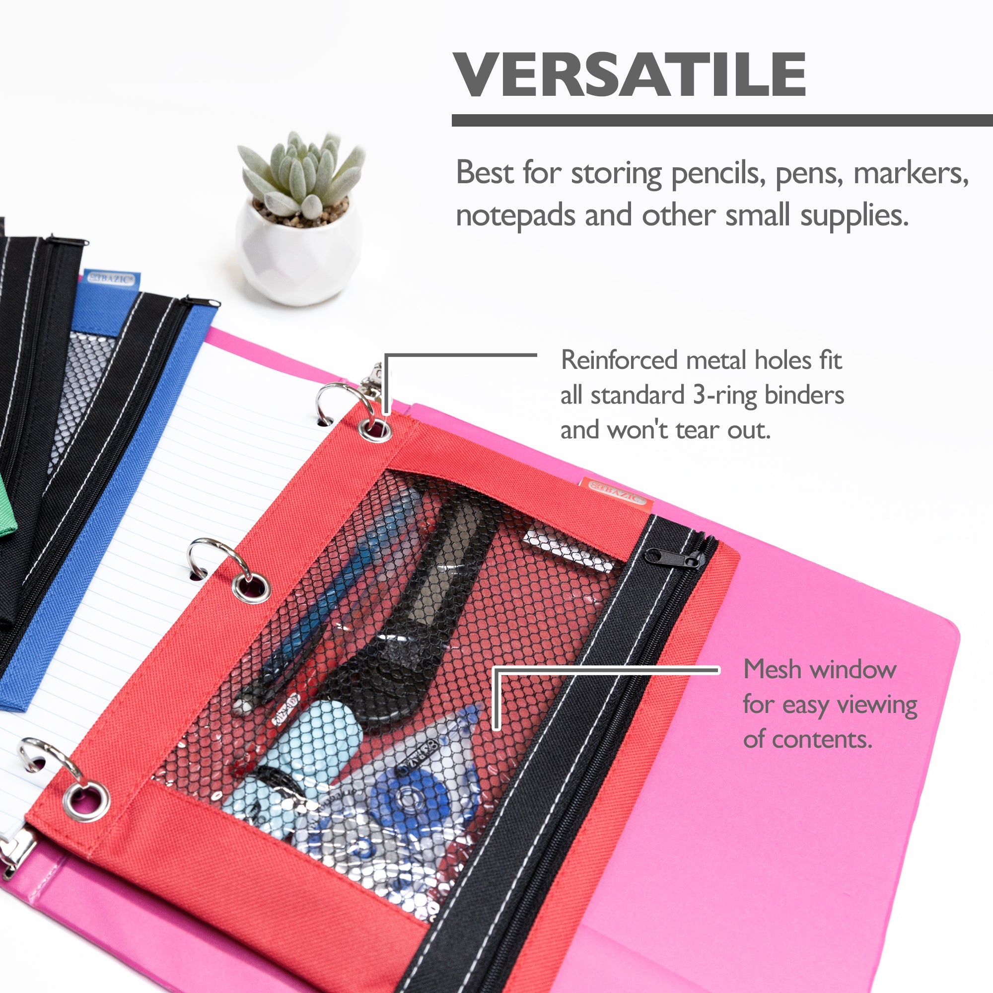 Pencil Pouch 3-Ring w/ Mesh Window