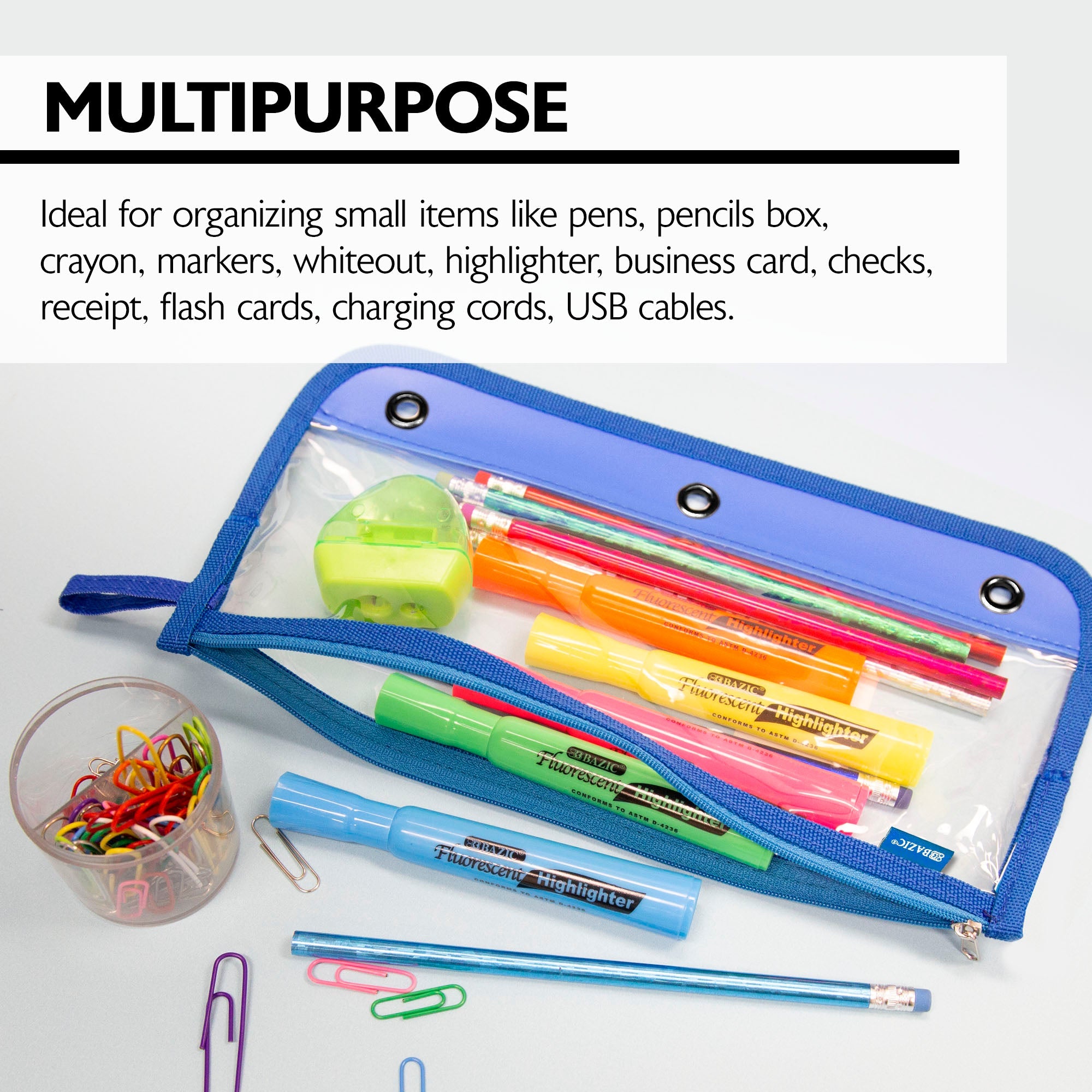 Pencil Pouch 3-Ring Clear 11.5" x 6.5"