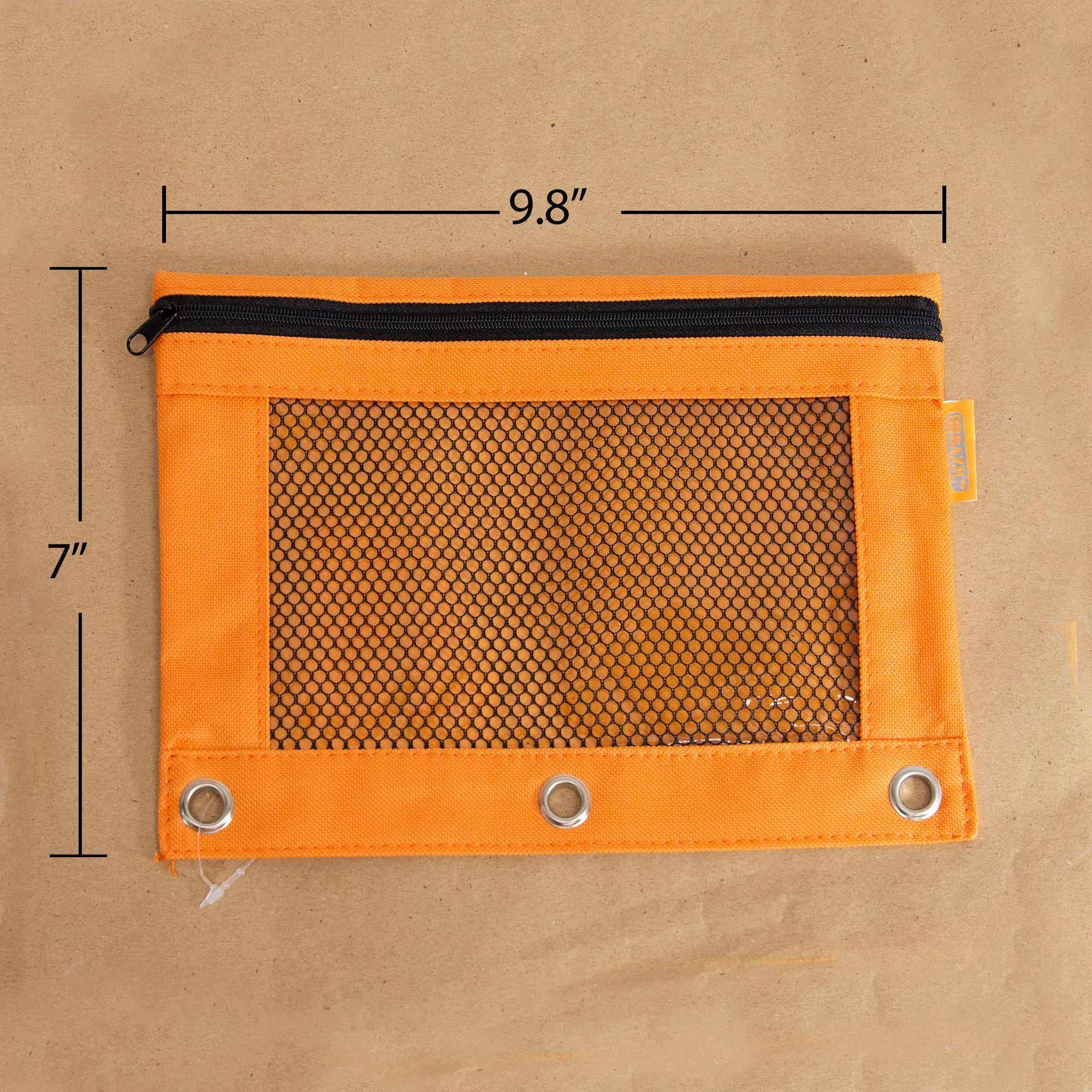 Retro Color 3-ring Pencil Pouch w/ Mesh Window
