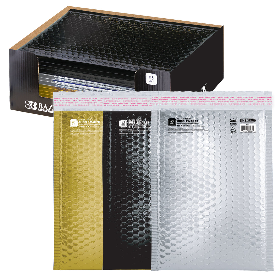 10.5" x 15" (#5) Metallic Bubble Mailers