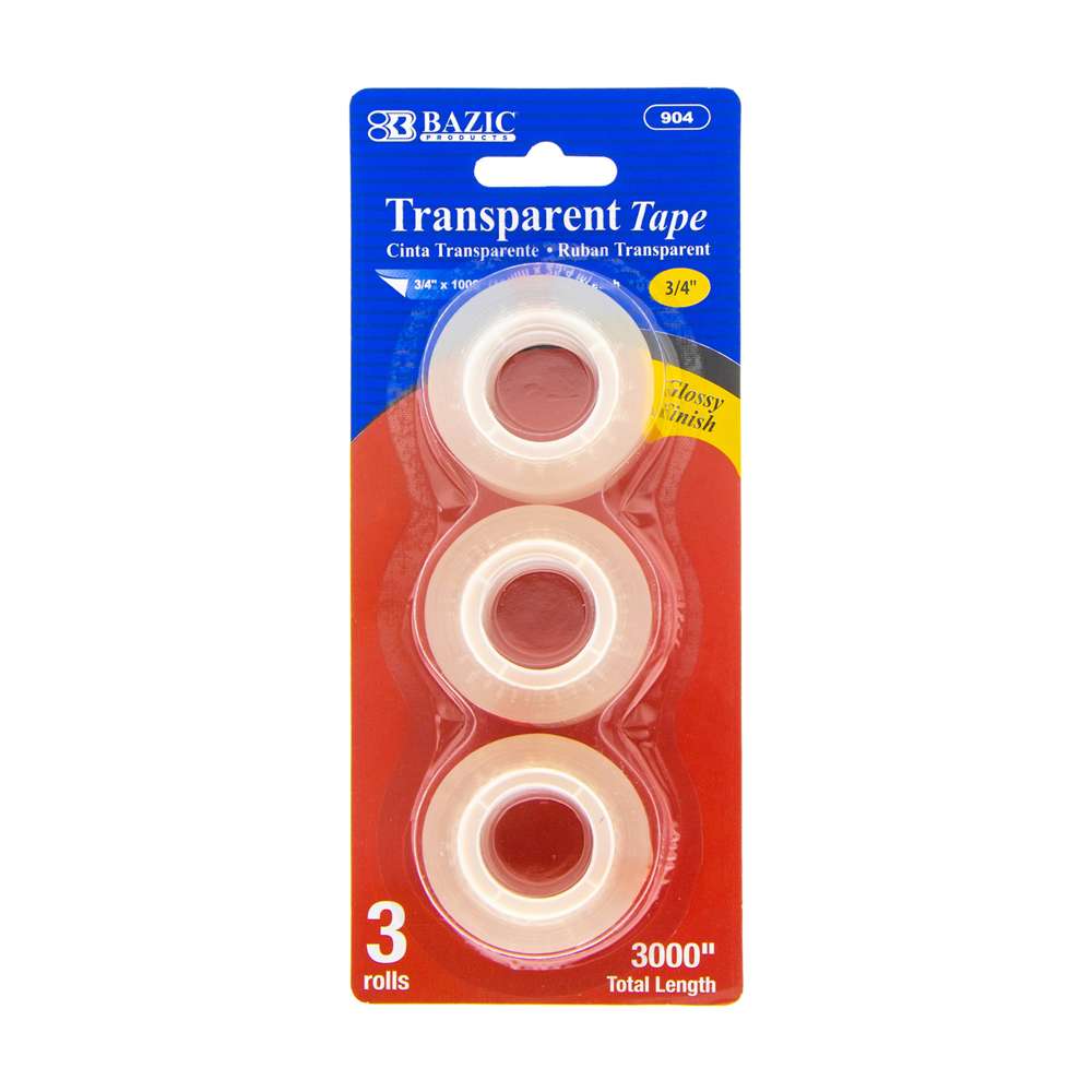 Transparent Tape Refill 3/4" X 1000" (3/Pack)
