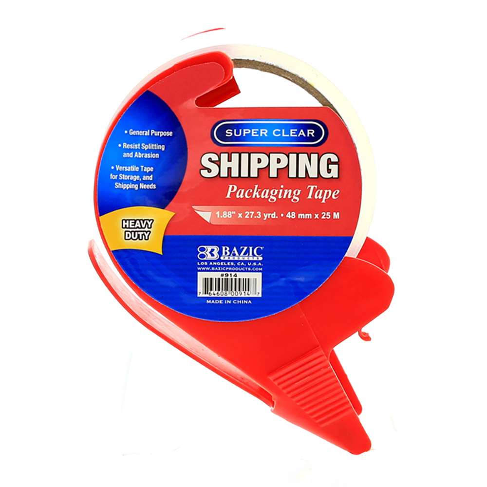 Heavy Duty Super Clear Packaging Tape w/ Dispenser 1.88" x 27.3 Yards