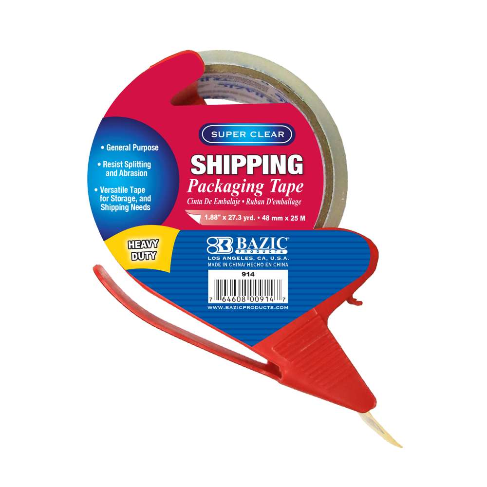 Heavy Duty Super Clear Packaging Tape w/ Dispenser 1.88" x 27.3 Yards