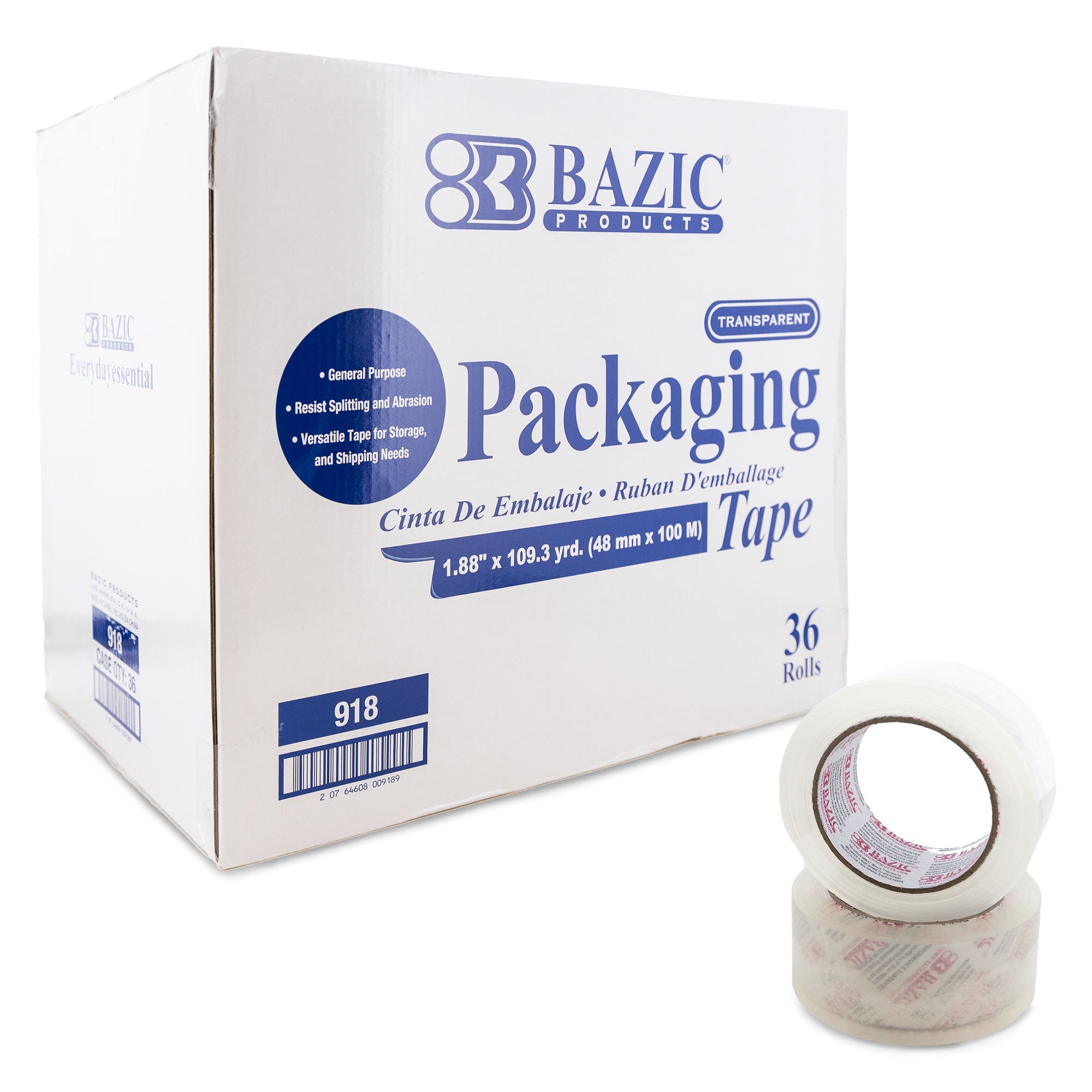 Heavy Duty Industrial Clear Packaging Tape 1.88" x 109.3 Yards (36/Box)