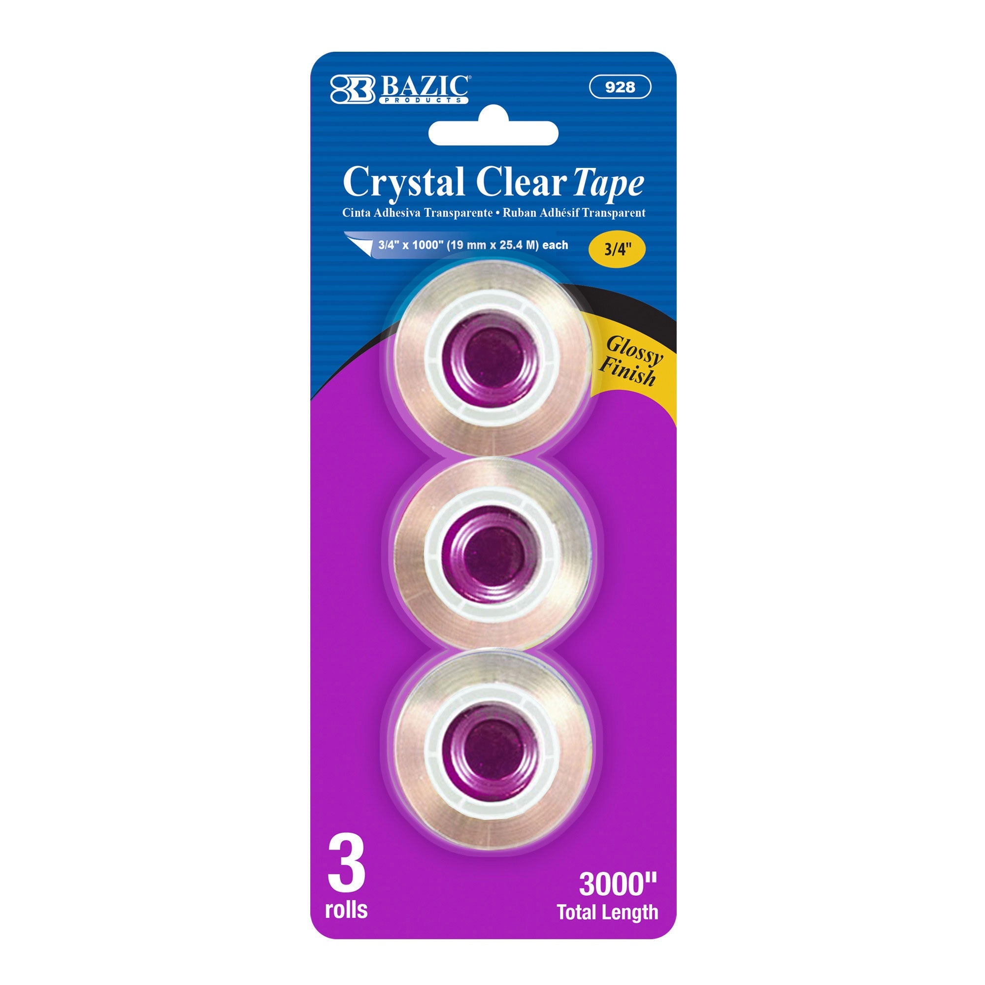 Crystal Clear Tape Refill 3/4" X 1000" (3/Pack)