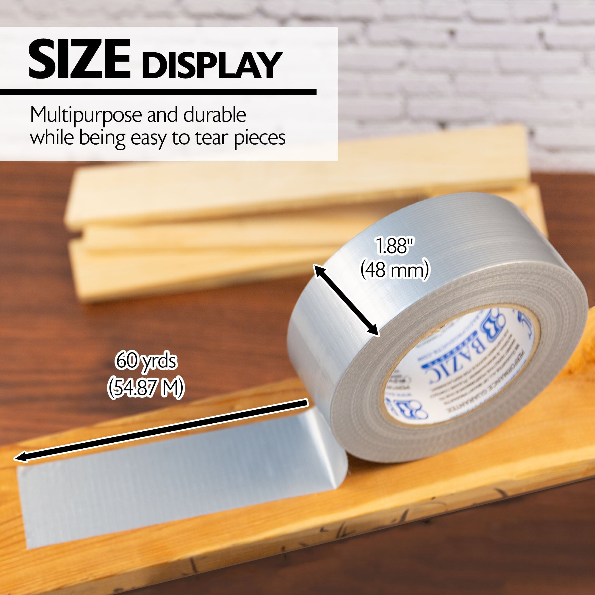 1.88" X 60 Yards Silver Duct Tape