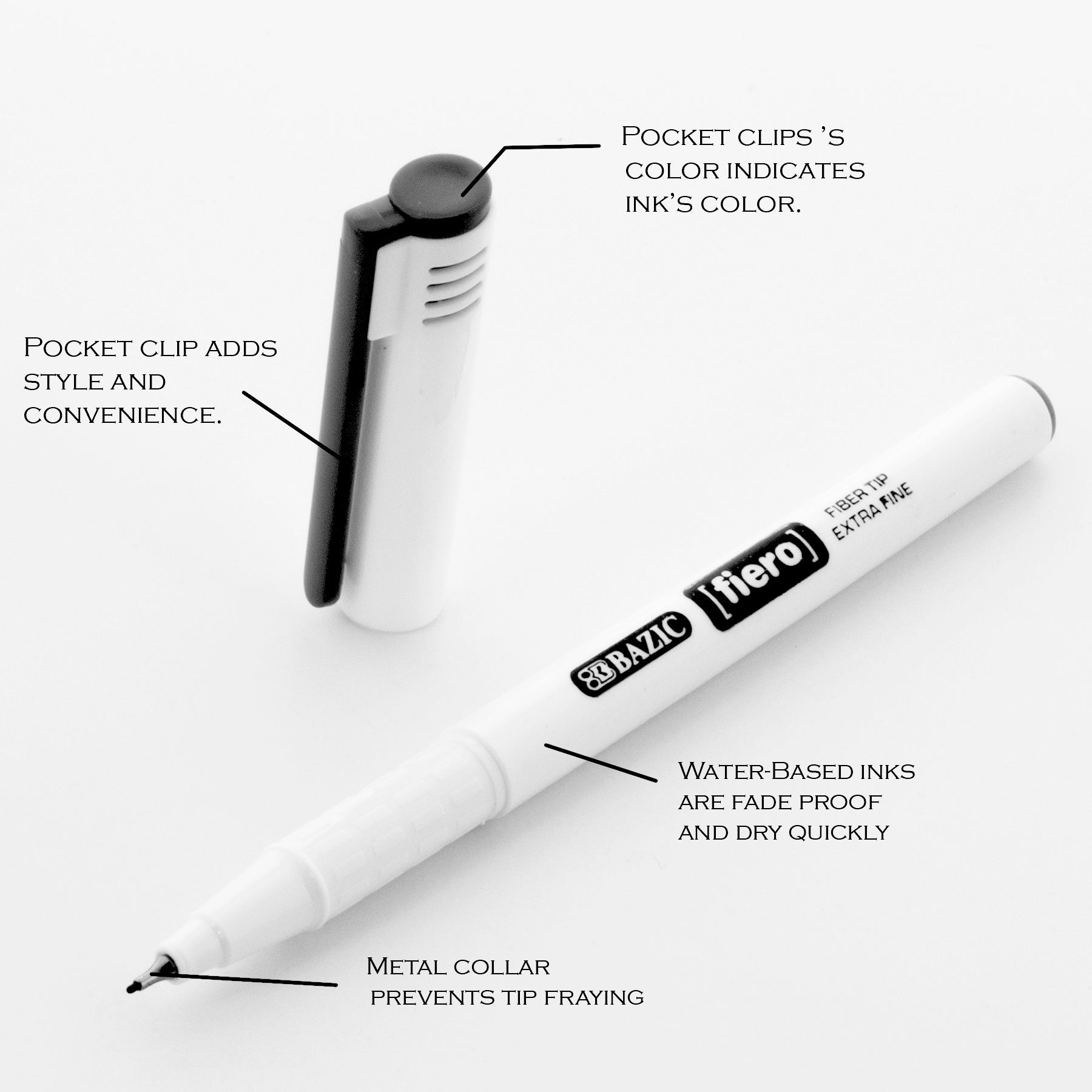 Fiero Black Fiber Tip Fineliner Pen (4/Pack)